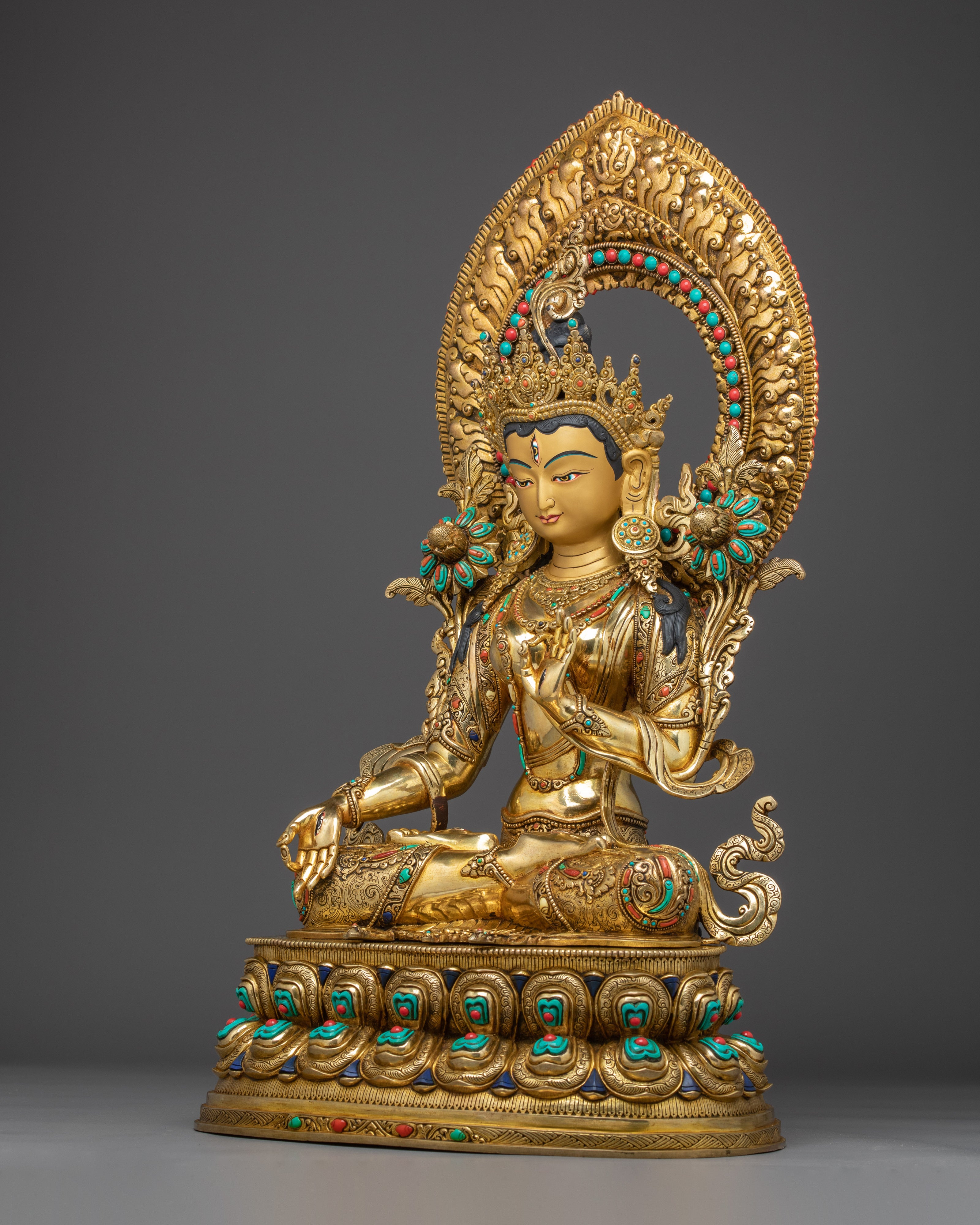 White Tara Buddha with 24K Gold Gilded | Spiritual Meditation & Altar Decor
