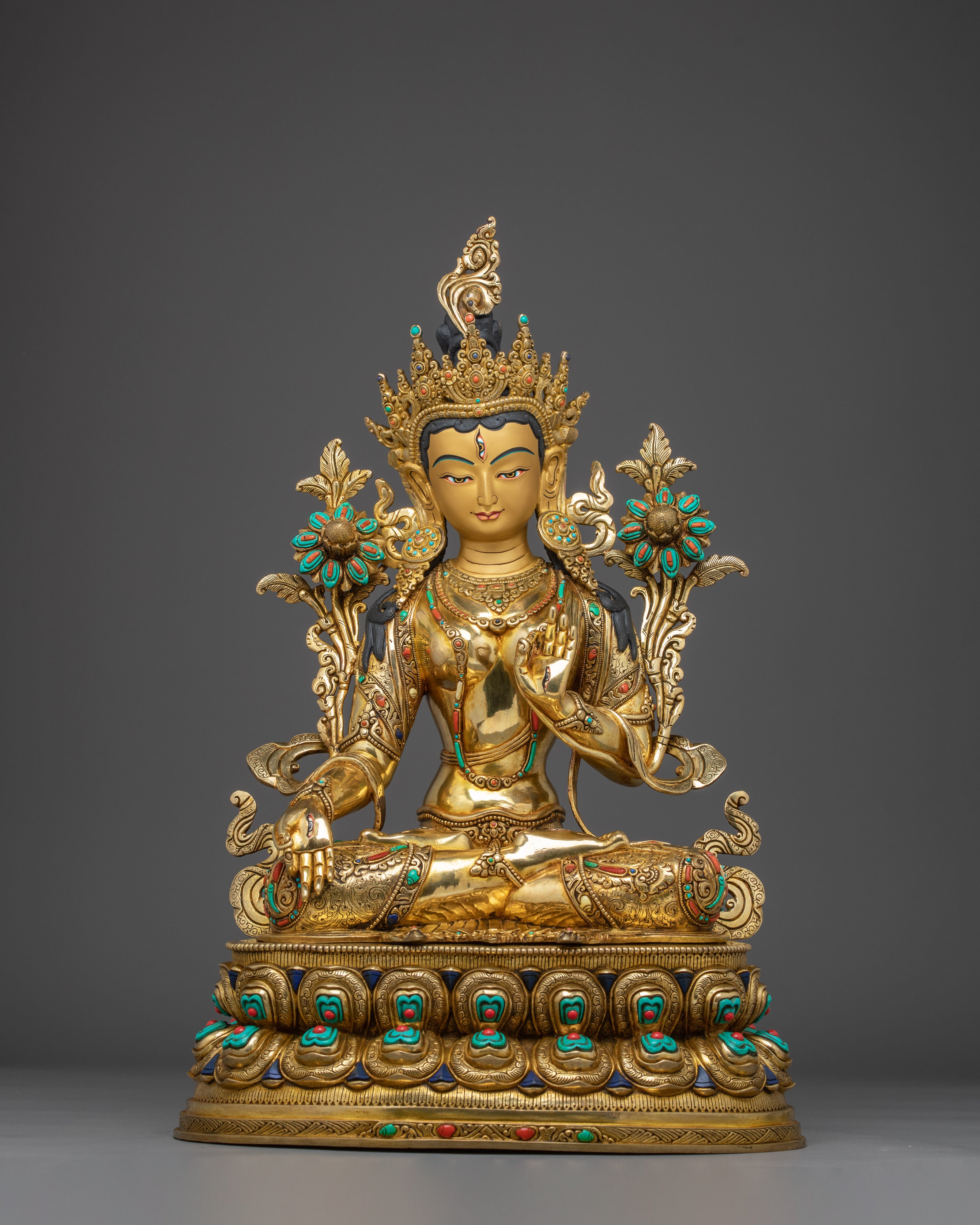 White Tara Buddha with 24K Gold Gilded | Spiritual Meditation & Altar Decor