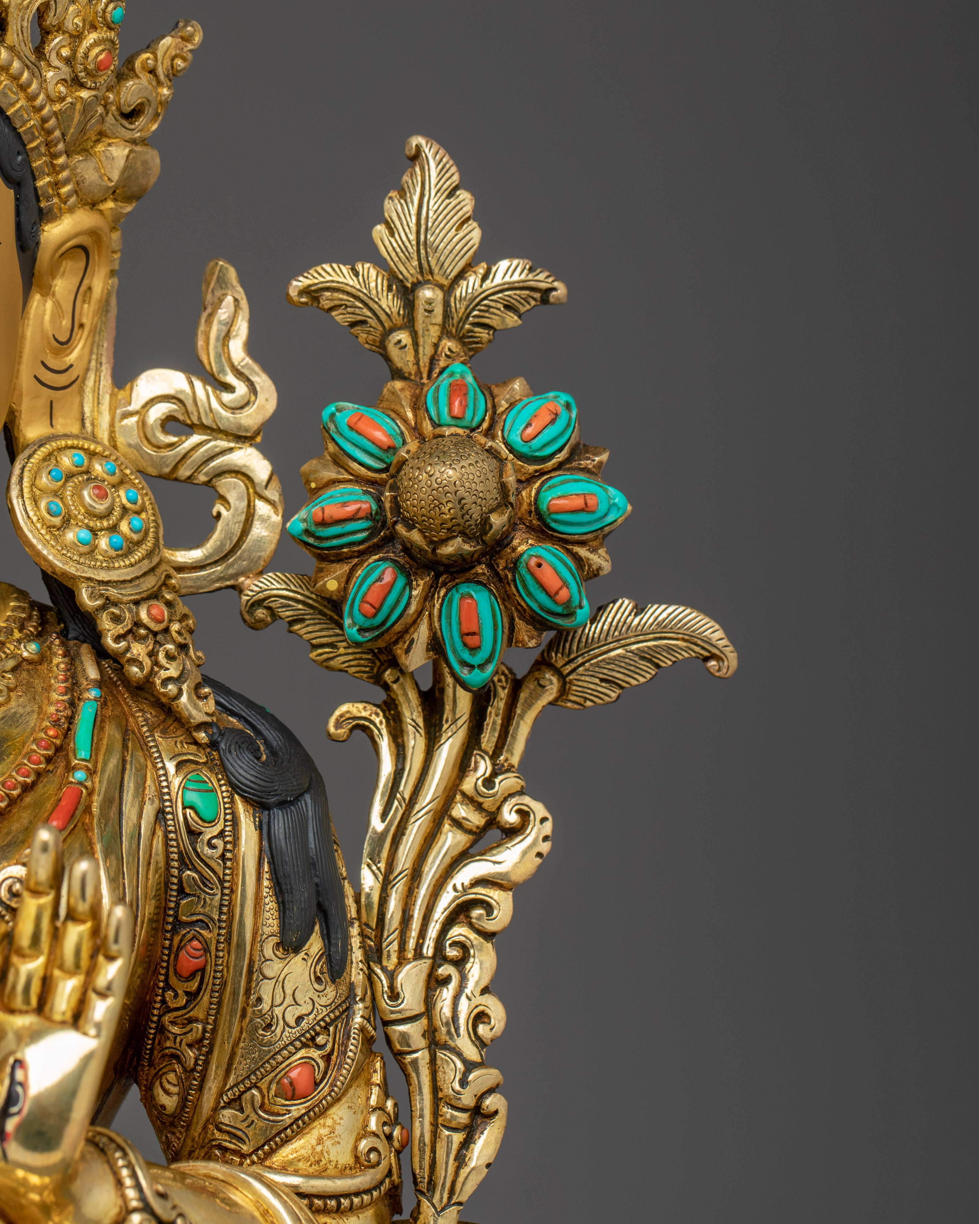 White Tara Buddha with 24K Gold Gilded | Spiritual Meditation & Altar Decor