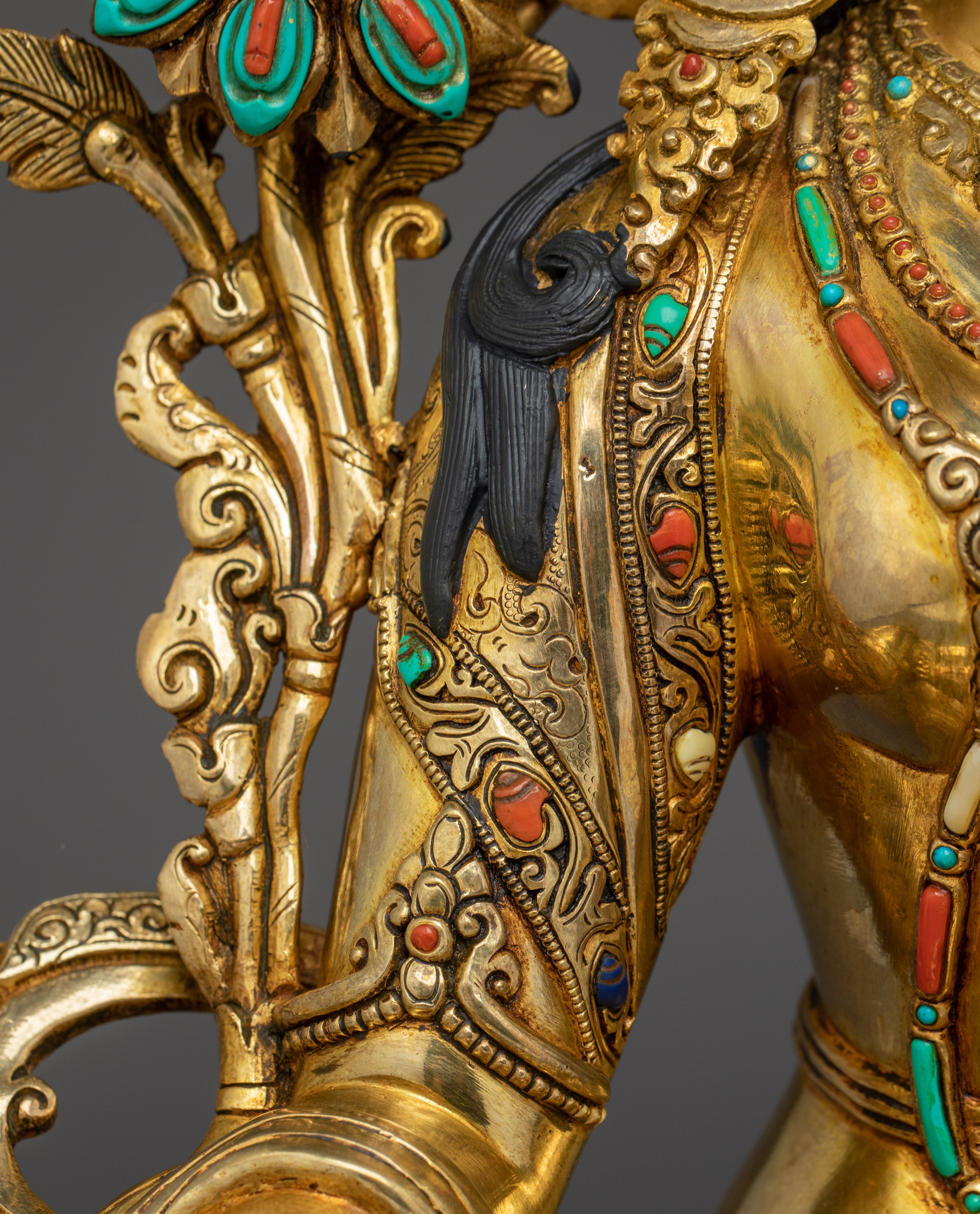 White Tara Buddha with 24K Gold Gilded | Spiritual Meditation & Altar Decor