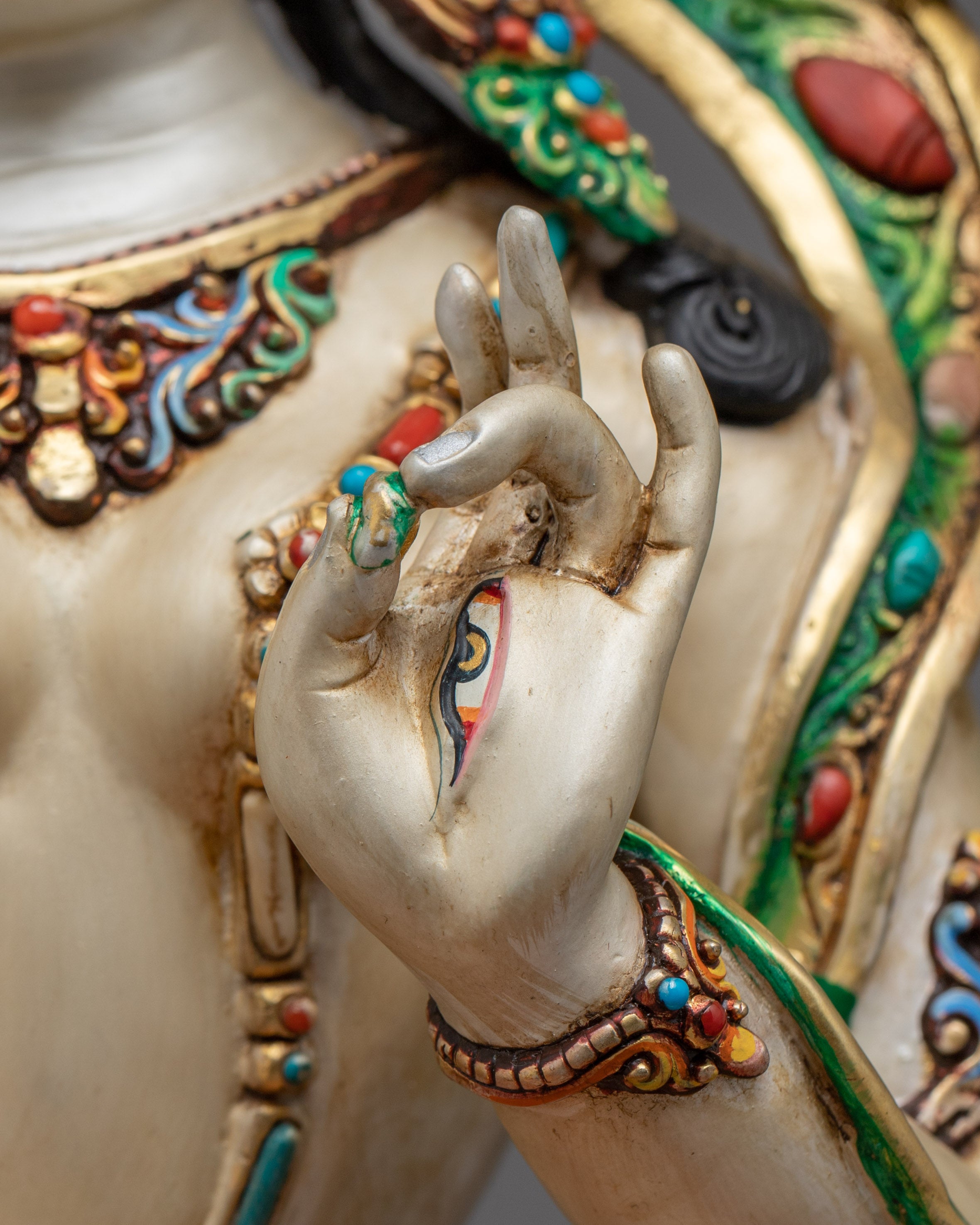 White Tara, Colorful Spiritual Figure | Himalayan Sacred Art