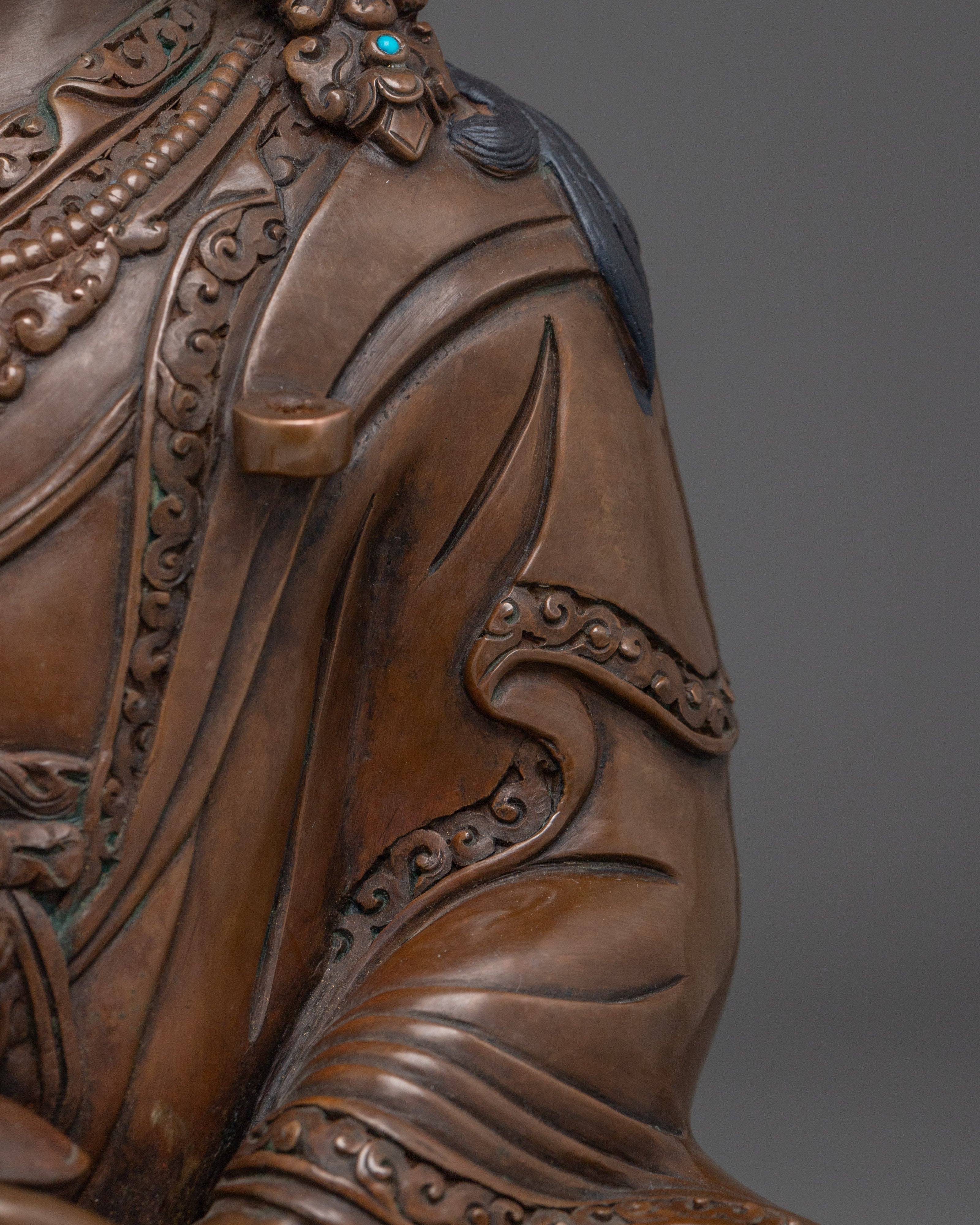 Oxidized Copper Guru Rinpoche Statue: The Vajra Master