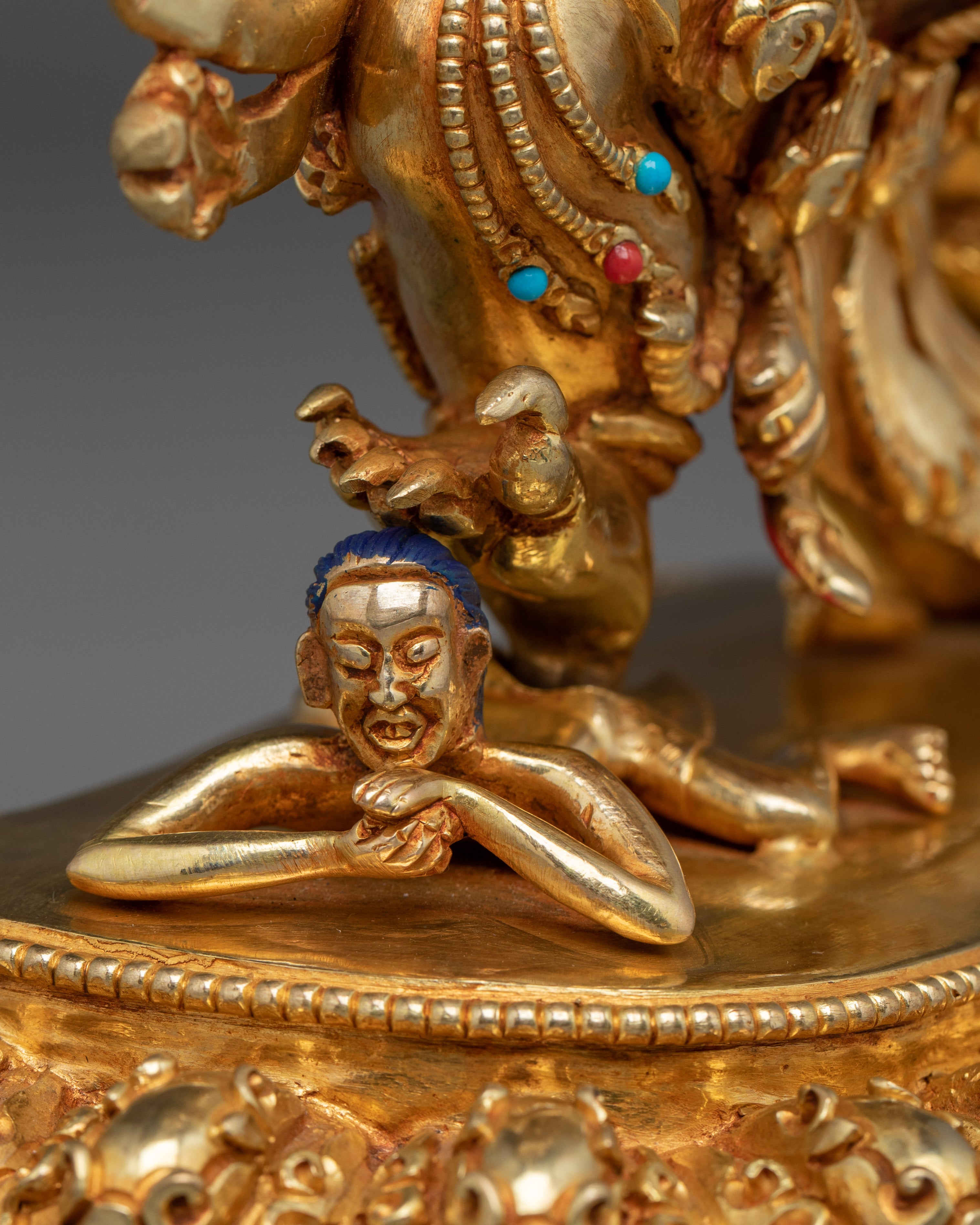 Fierce Guru Drakpo Idol | 24K Gold Gilded Copper Sculpture