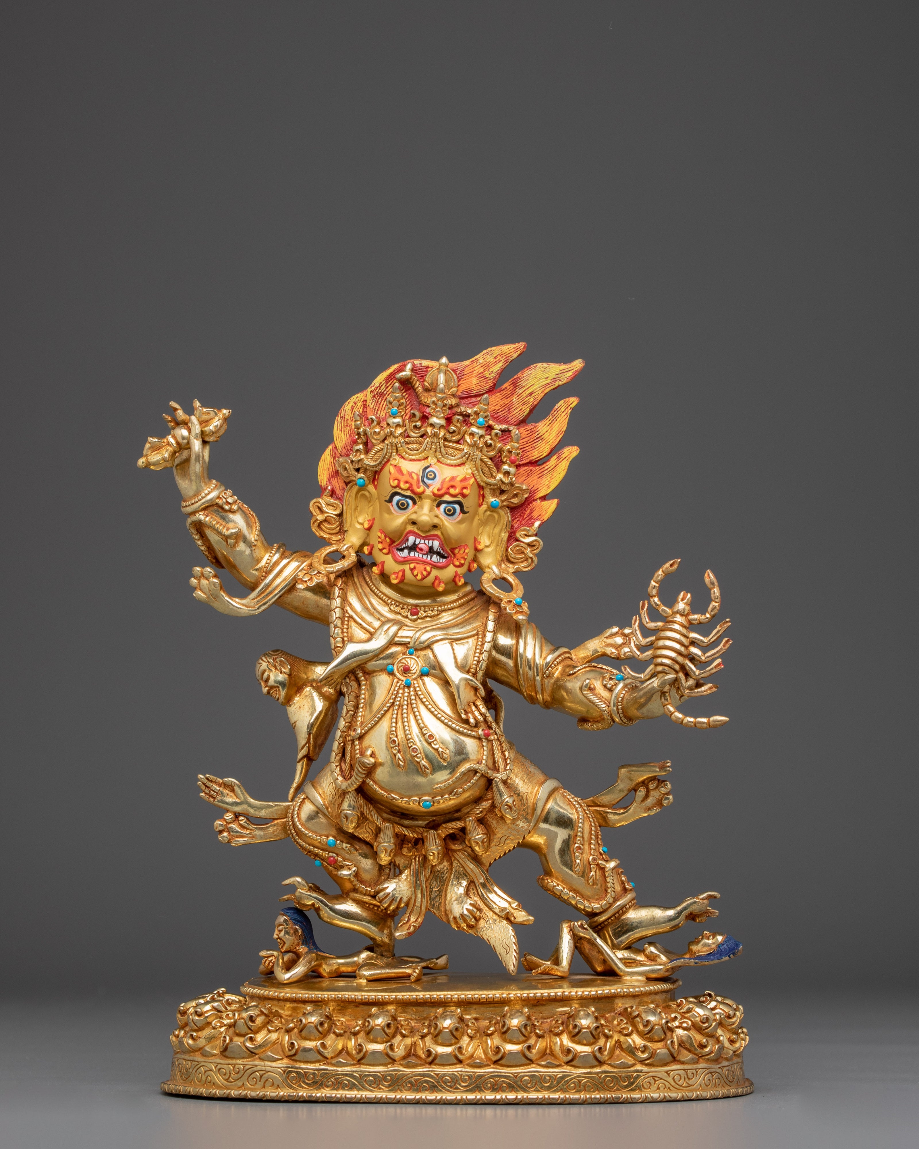 Fierce Guru Drakpo Idol | 24K Gold Gilded Copper Sculpture