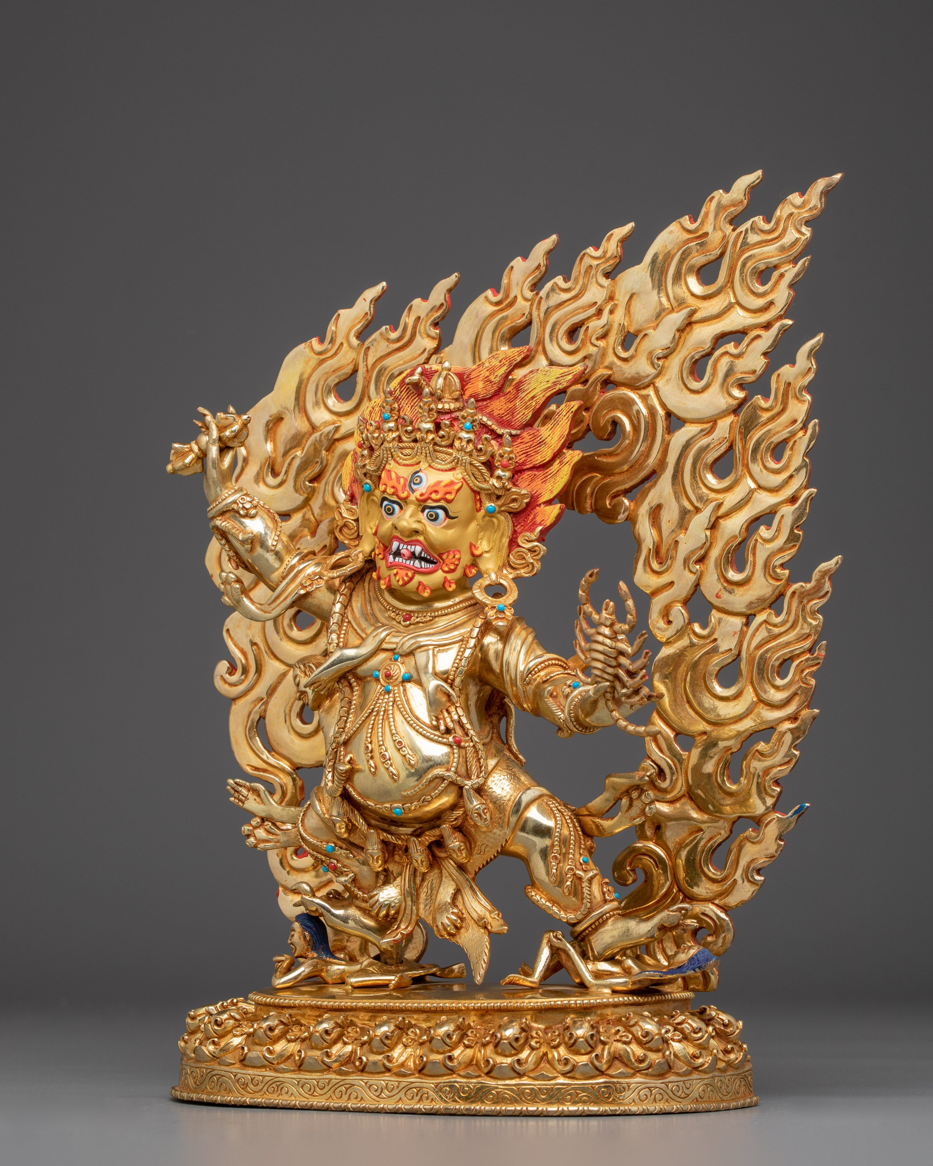 Fierce Guru Drakpo Idol | 24K Gold Gilded Copper Sculpture