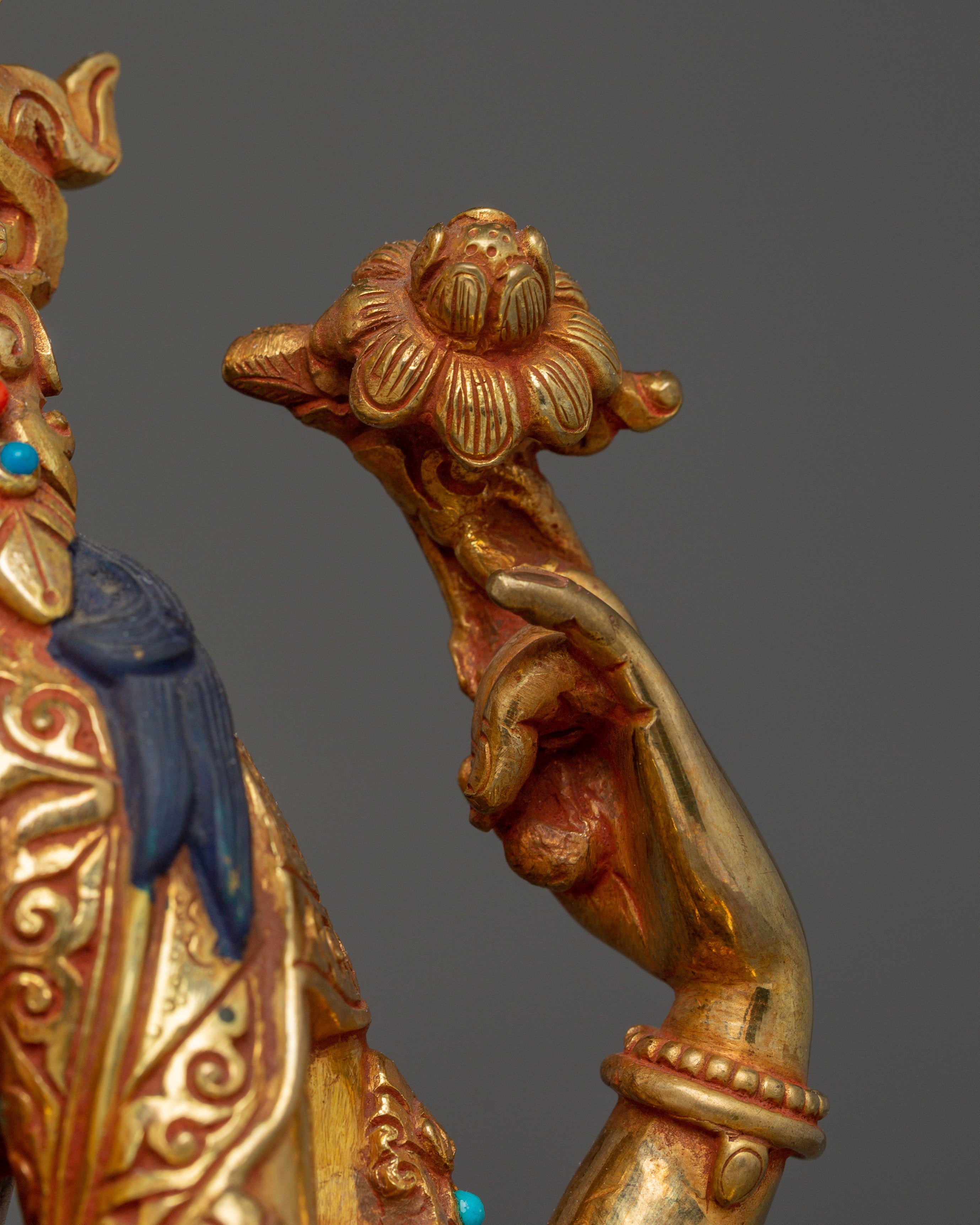 Chenrezig statue Gold Gilded with Gemstones | Bodhisattva for Meditation
