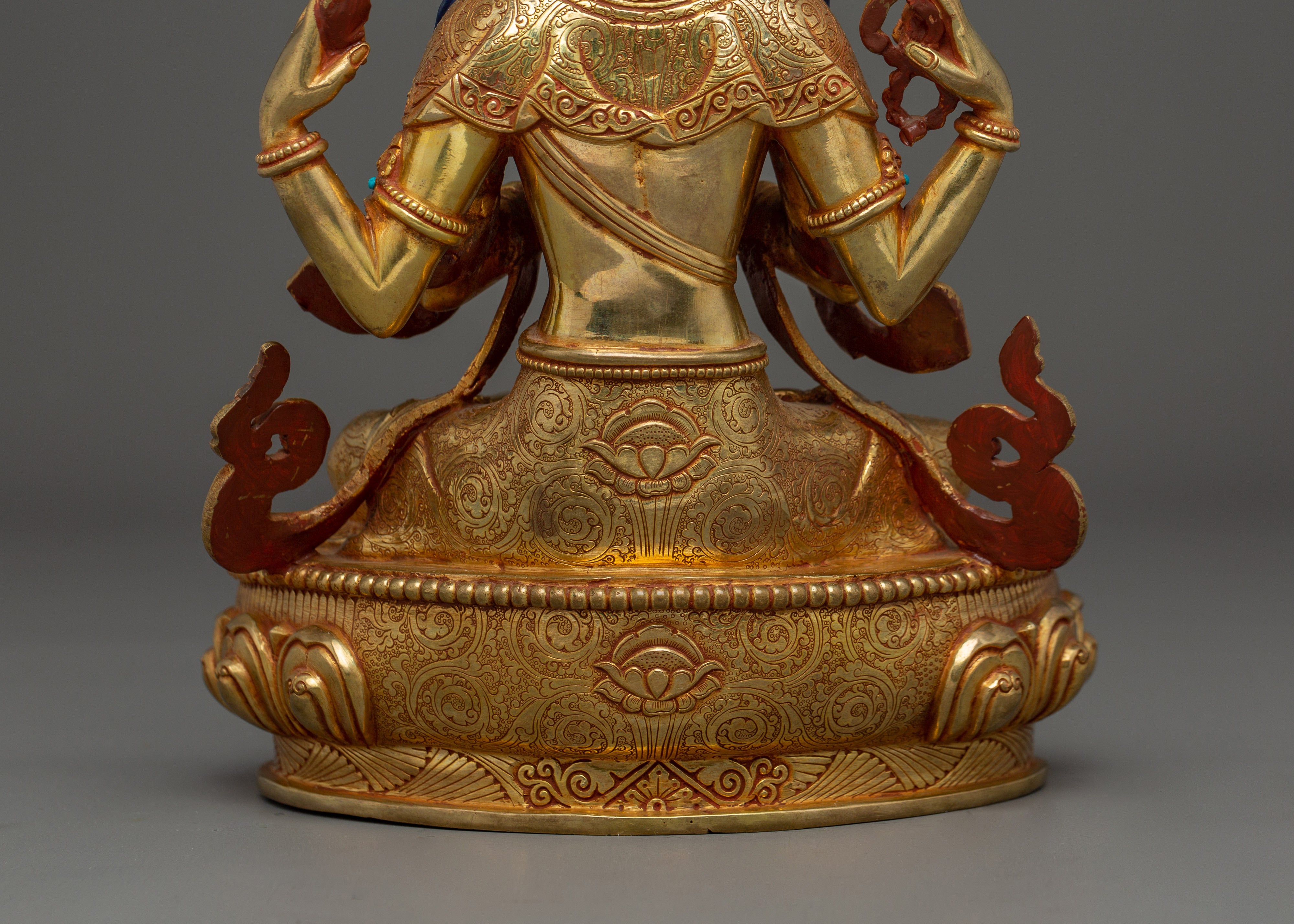 Chenrezig statue Gold Gilded with Gemstones | Bodhisattva for Meditation
