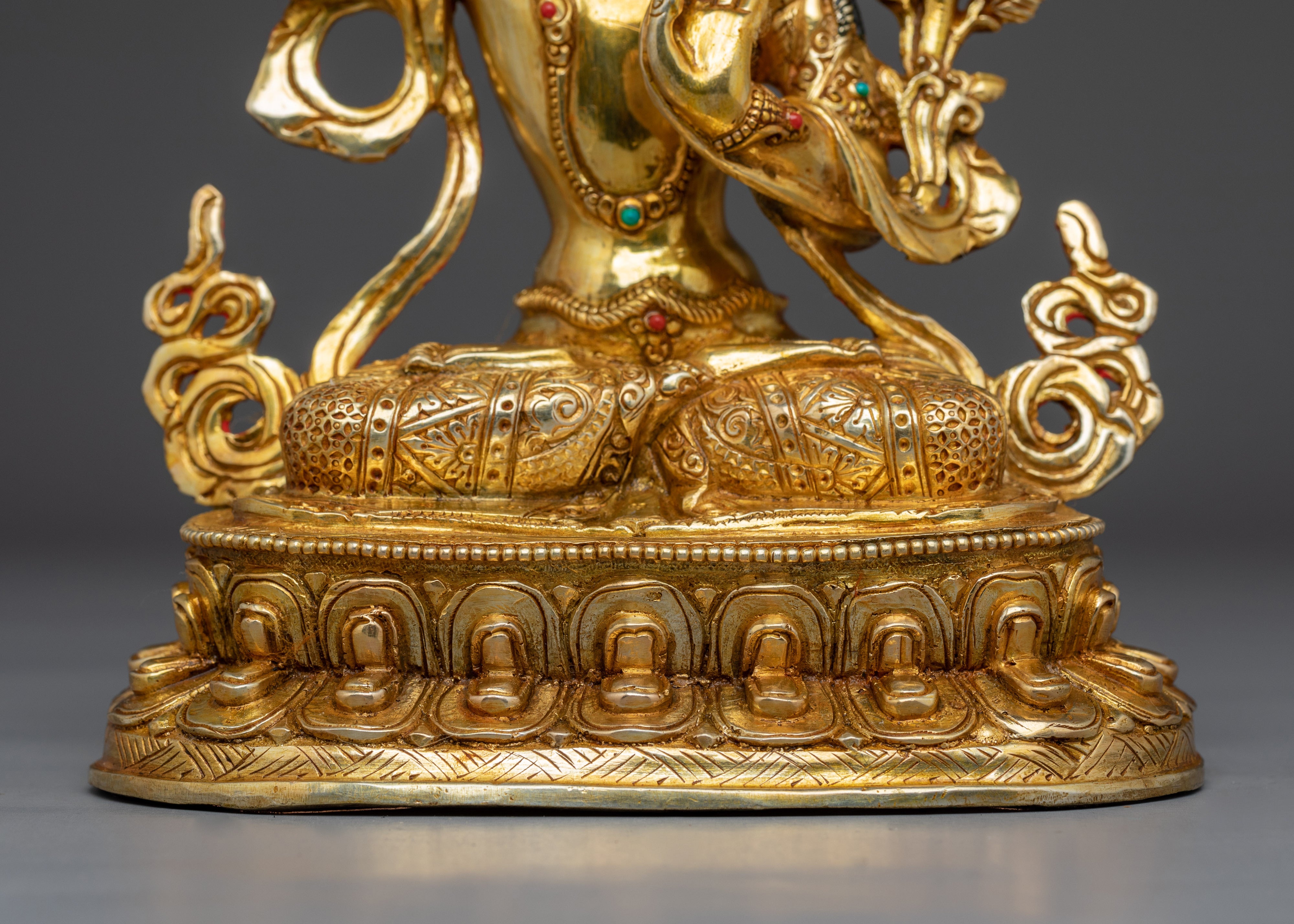 Manjushri, Tibetan Wisdom Deity | Gold Gilded Icon