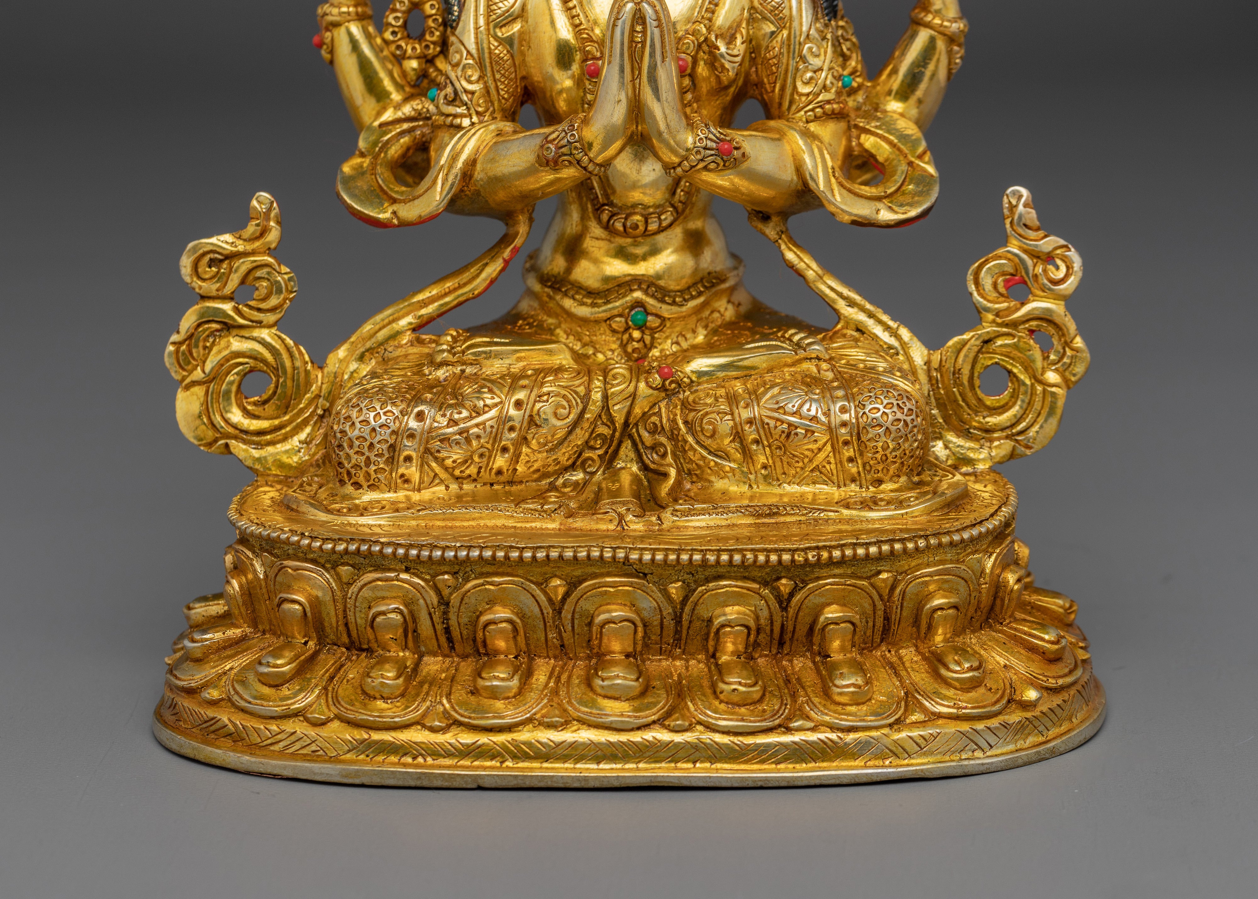 Chenrezig, Four Armed Bodhisattva Icon | Nepali Handcrafted Icon