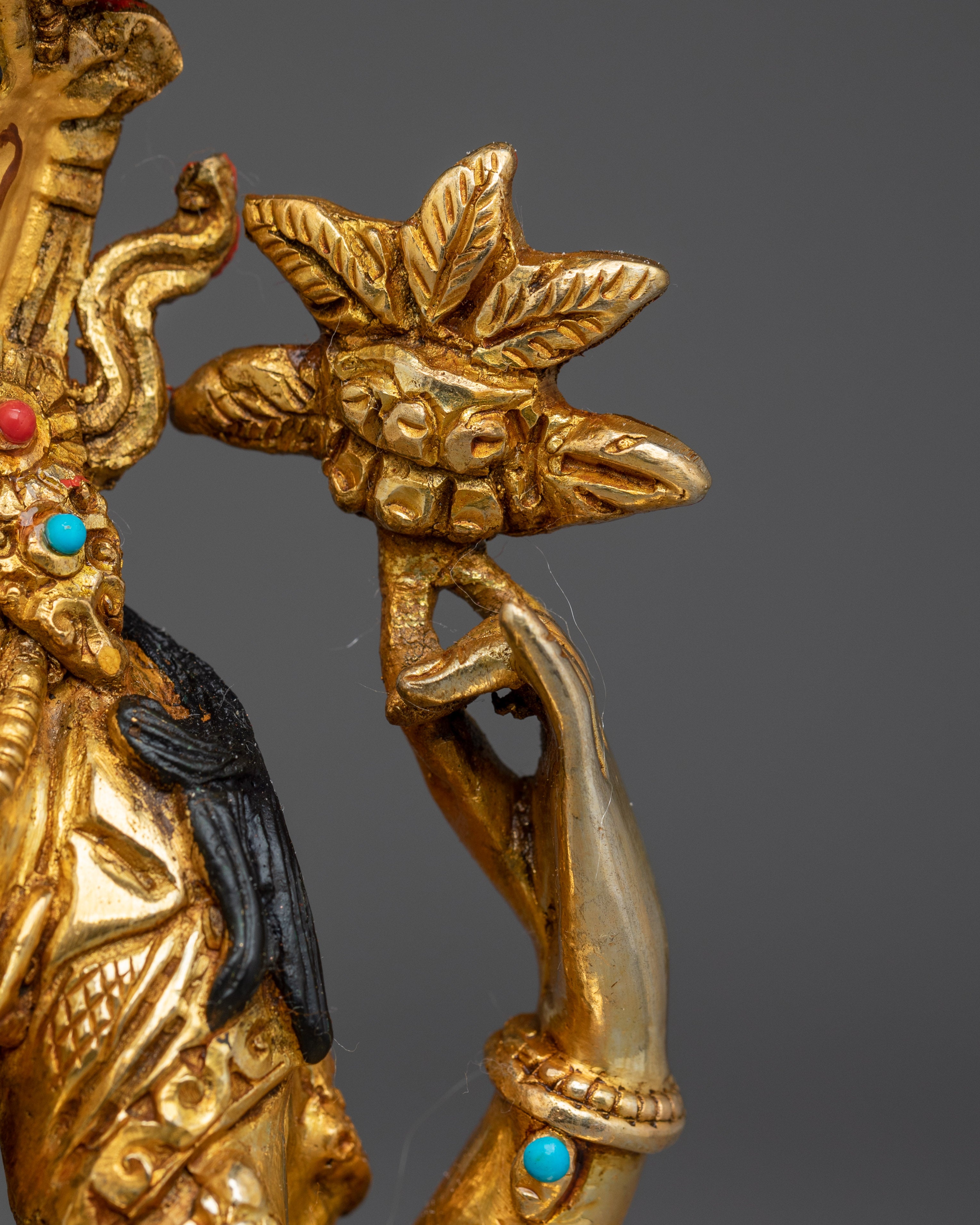 Chenrezig 24K Gold Gilded with Gemstones Statue | Compassion and Peace