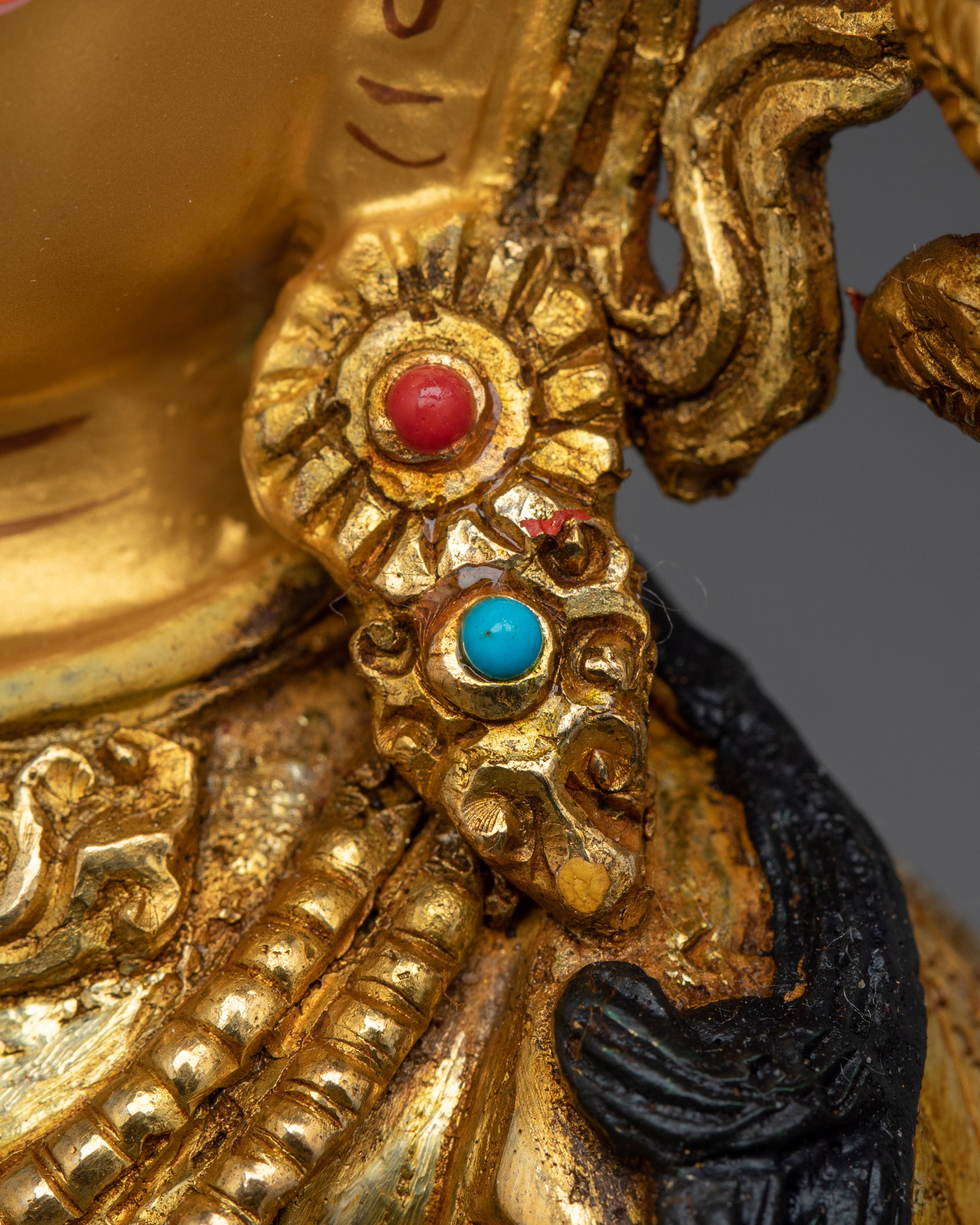 Chenrezig 24K Gold Gilded with Gemstones Statue | Compassion and Peace