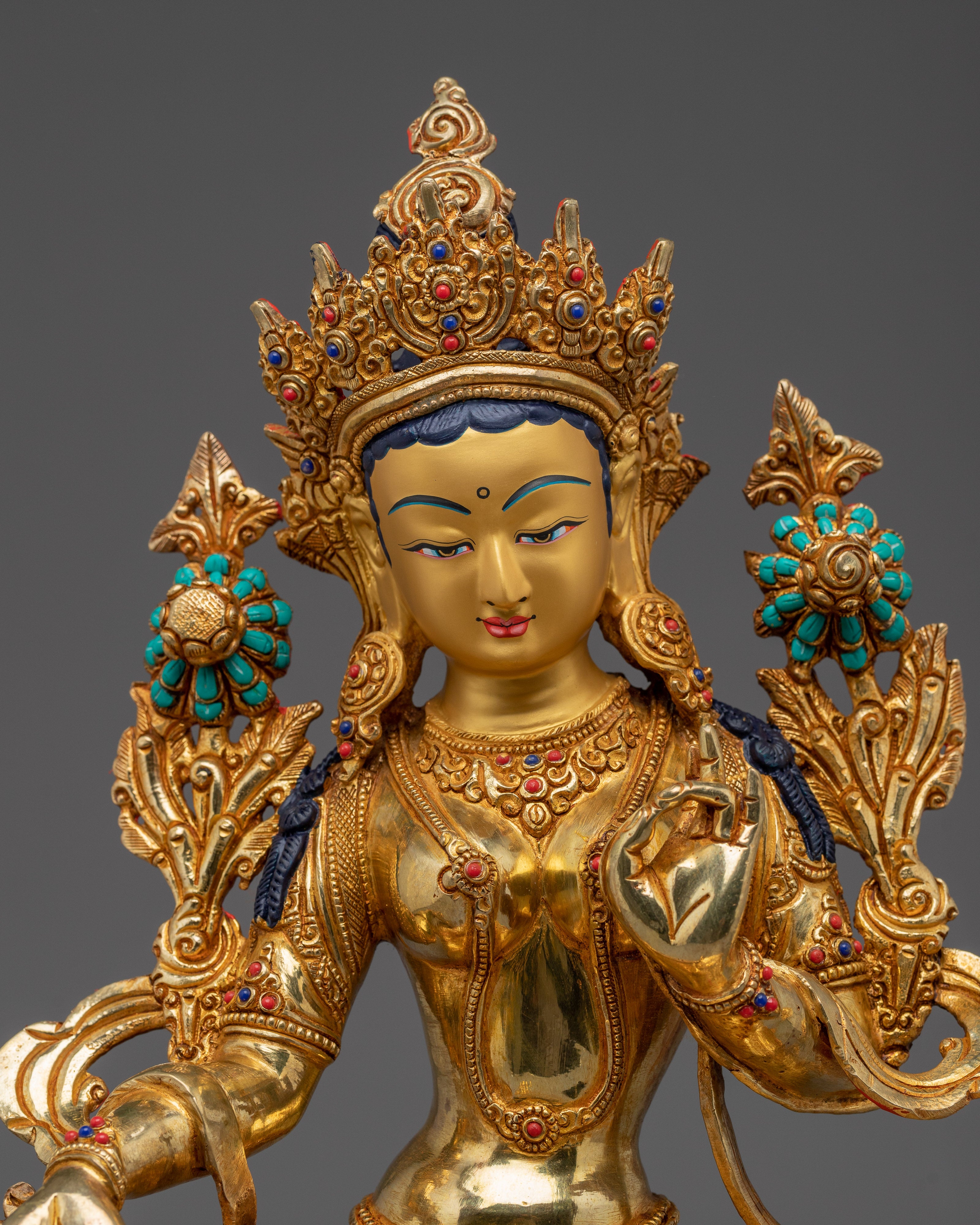 Green Tara Figurine: Himalayan Handmade Artwork