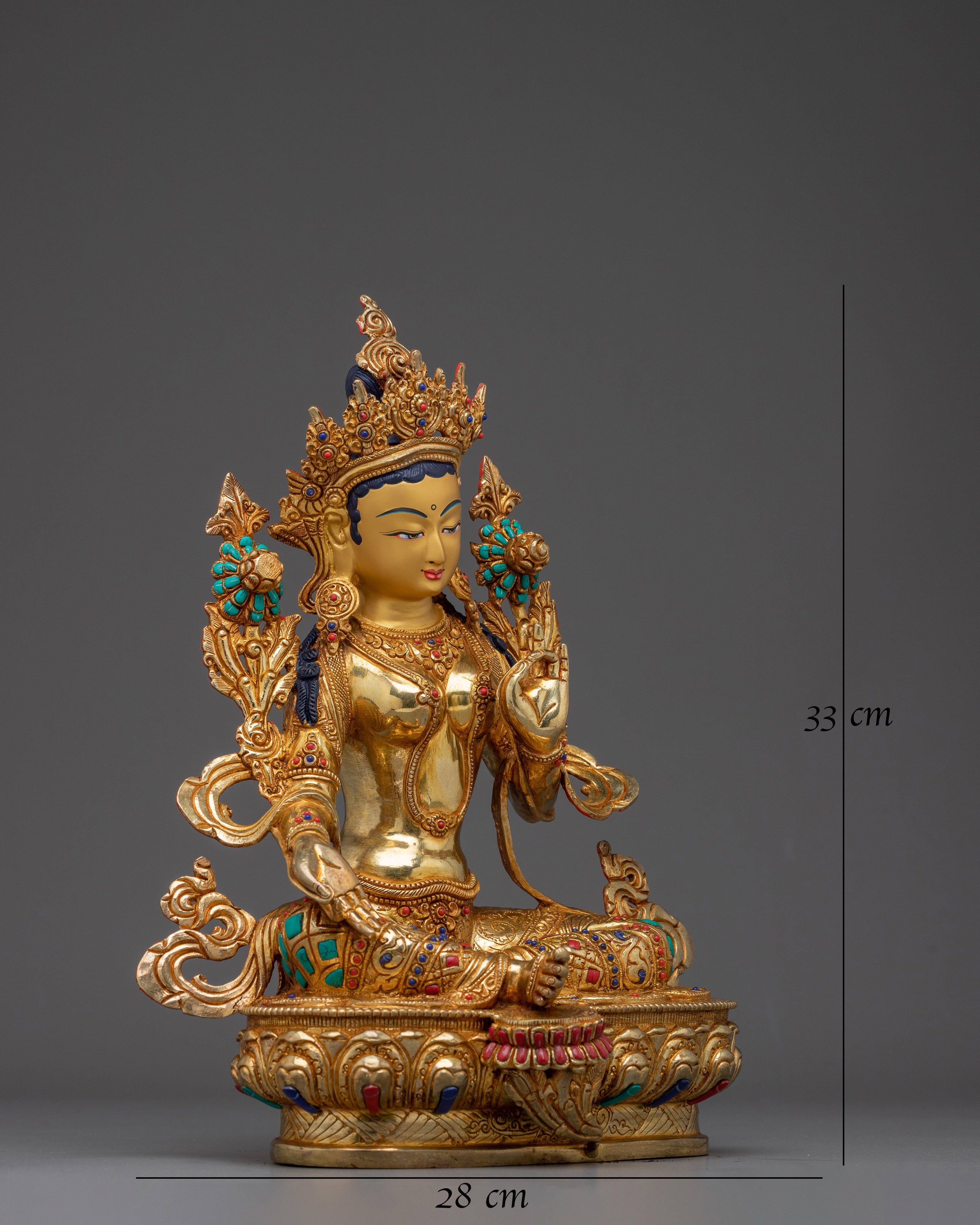 Green Tara Figurine: Himalayan Handmade Artwork
