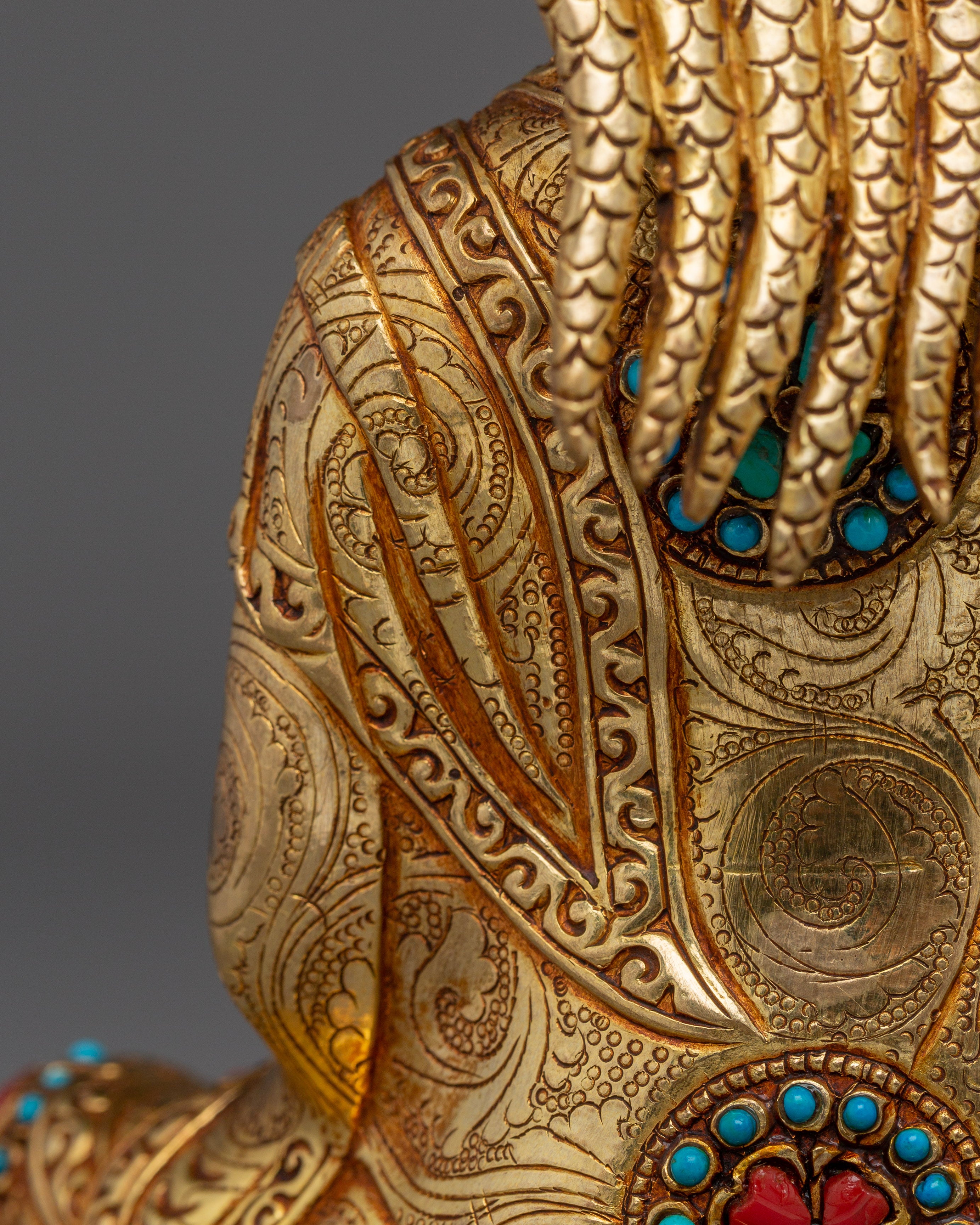 Enlightened Nagarjuna | Gold Gilded Nepali Statue