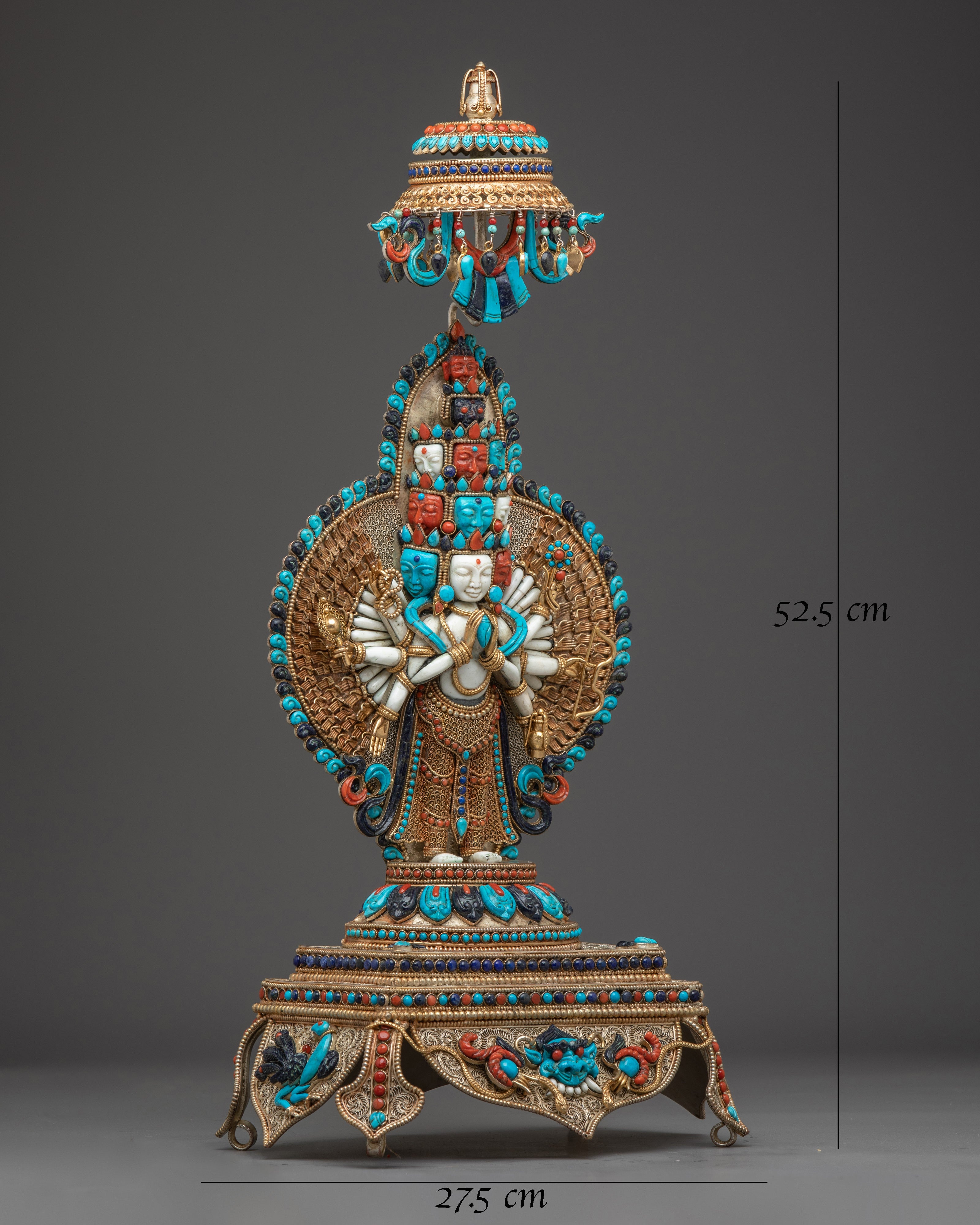 1000 Armed Chenrezig With Gemstone Inlaid 