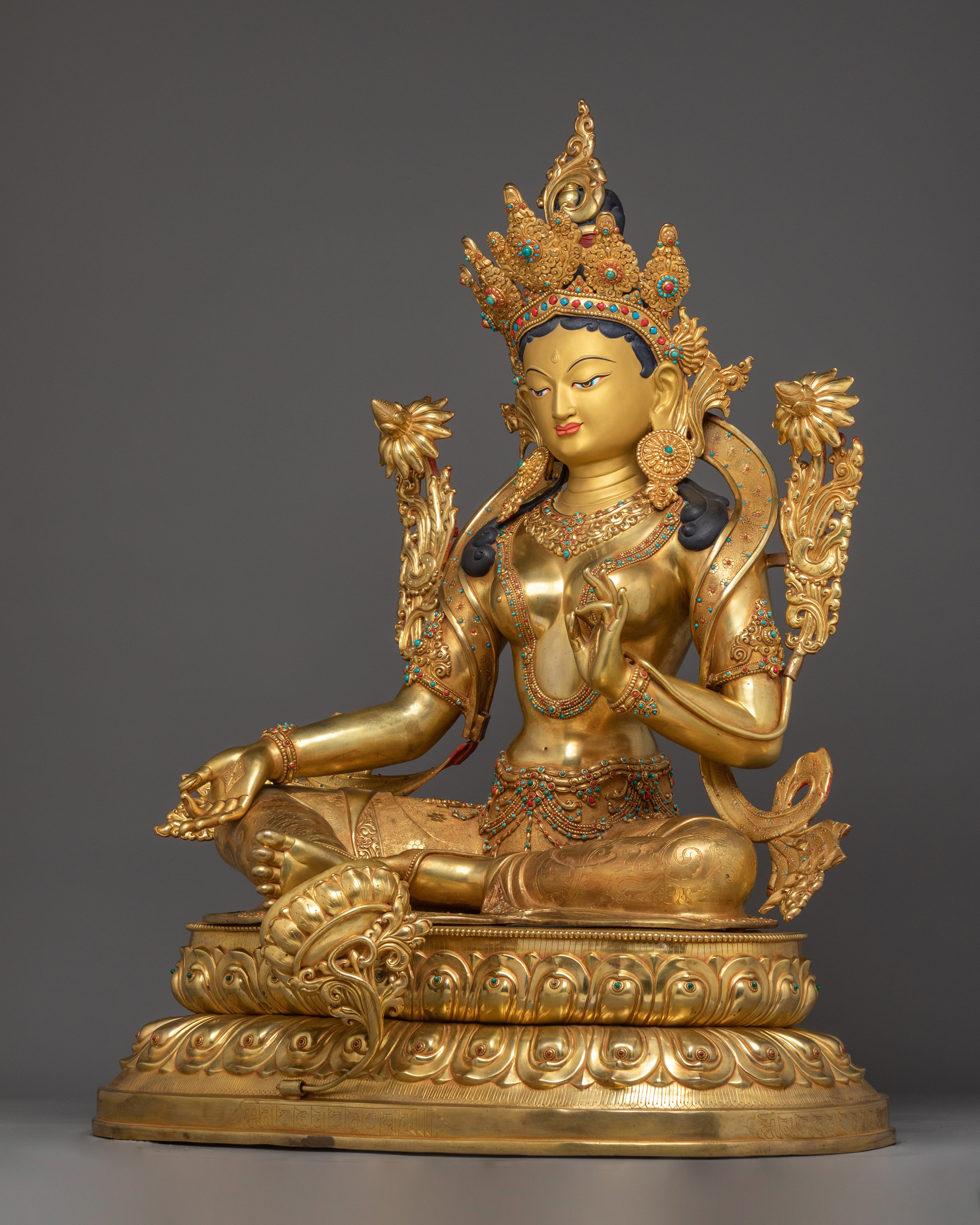 Divine Bodhisattva Green Tara Golden Art for Meditation and Decor