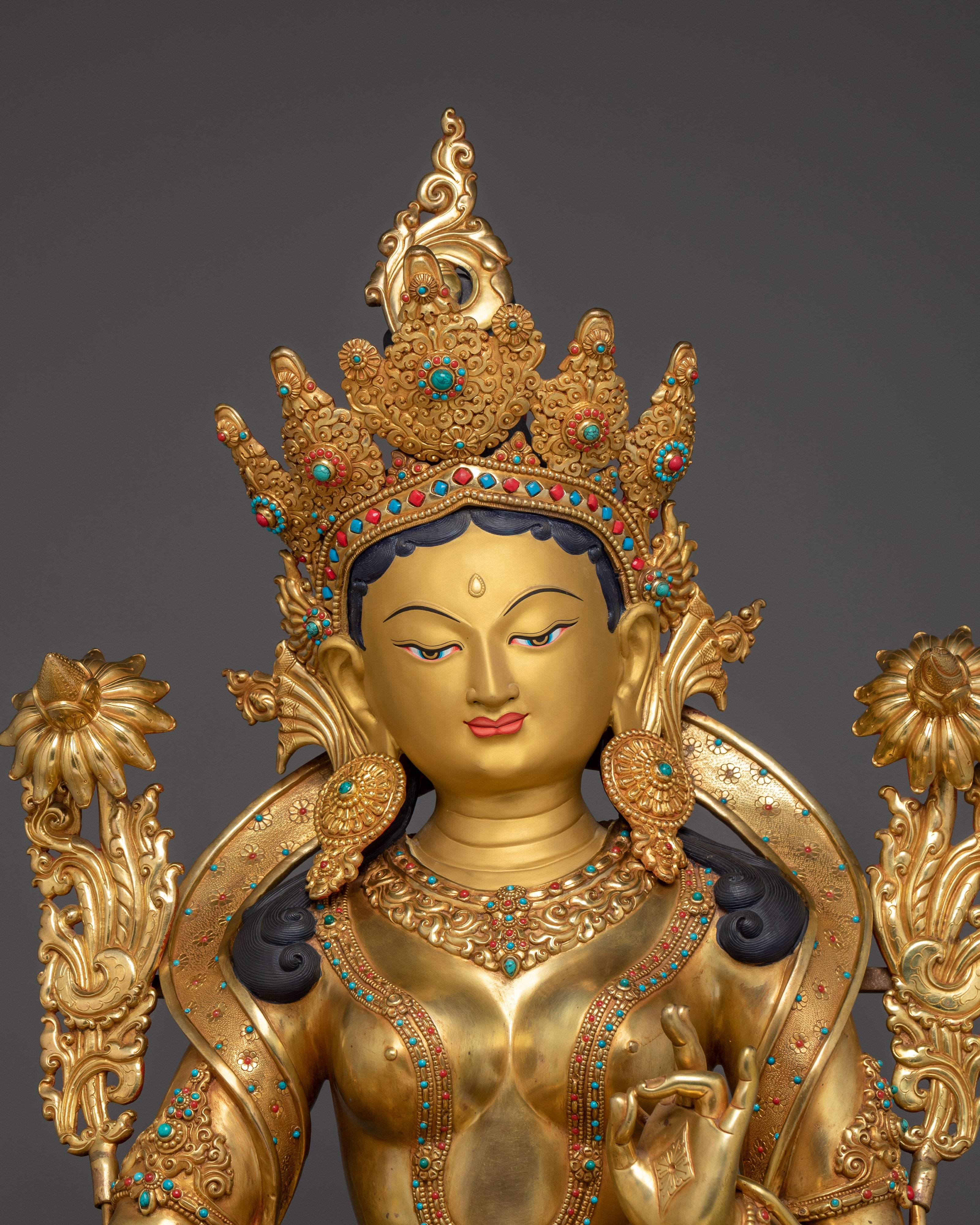 Divine Bodhisattva Green Tara Golden Art for Meditation and Decor