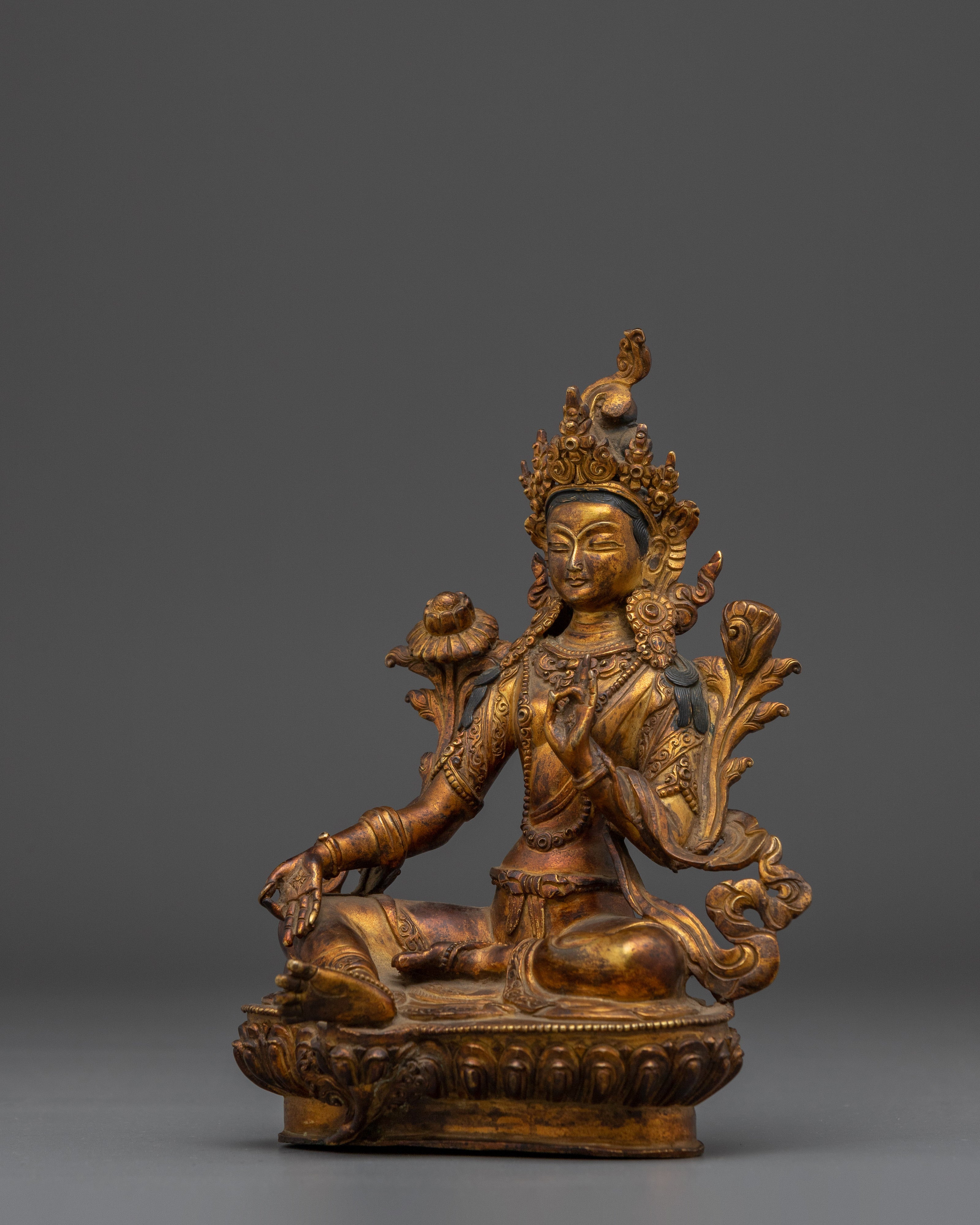 Green Tara Copper Body Sculpture | Bodhisattva of Compassion & Action