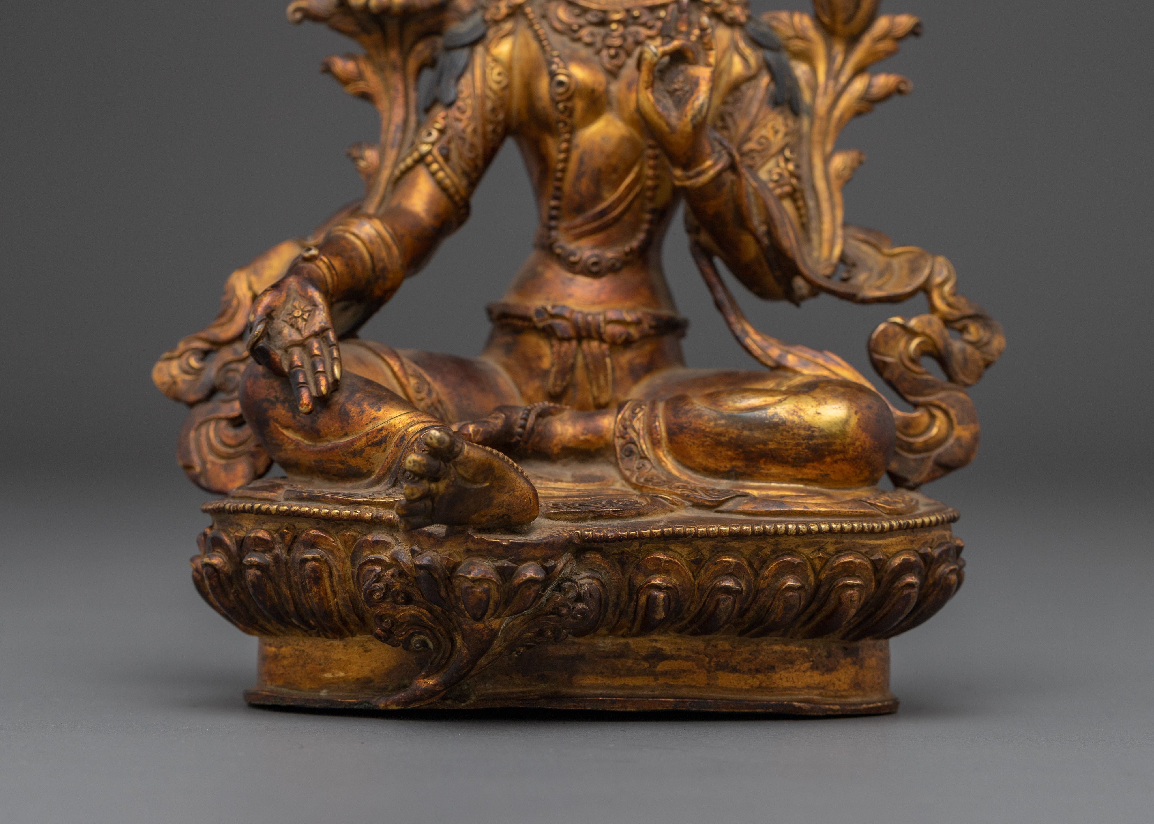 Green Tara Copper Body Sculpture | Bodhisattva of Compassion & Action