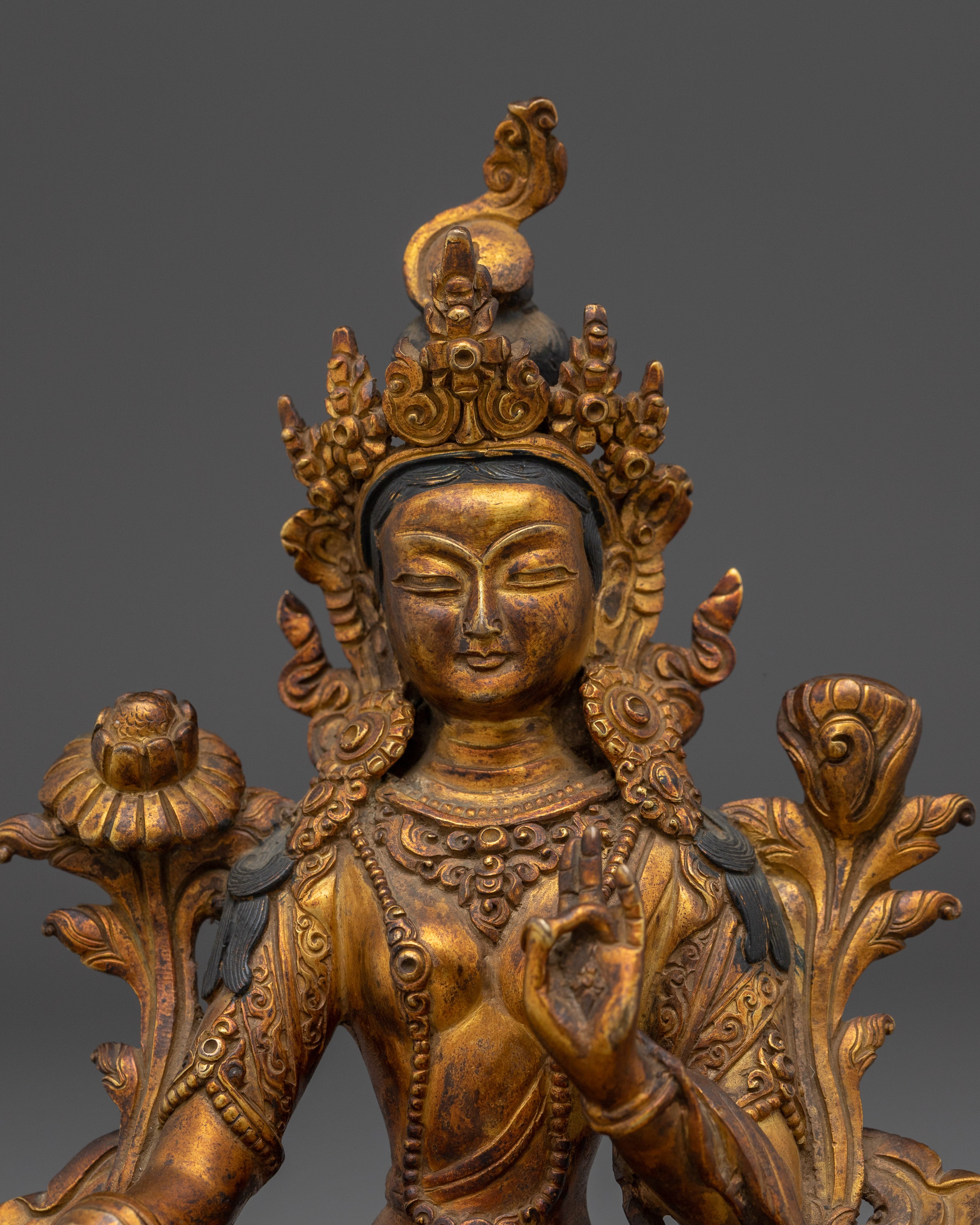 Green Tara Copper Body Sculpture | Bodhisattva of Compassion & Action