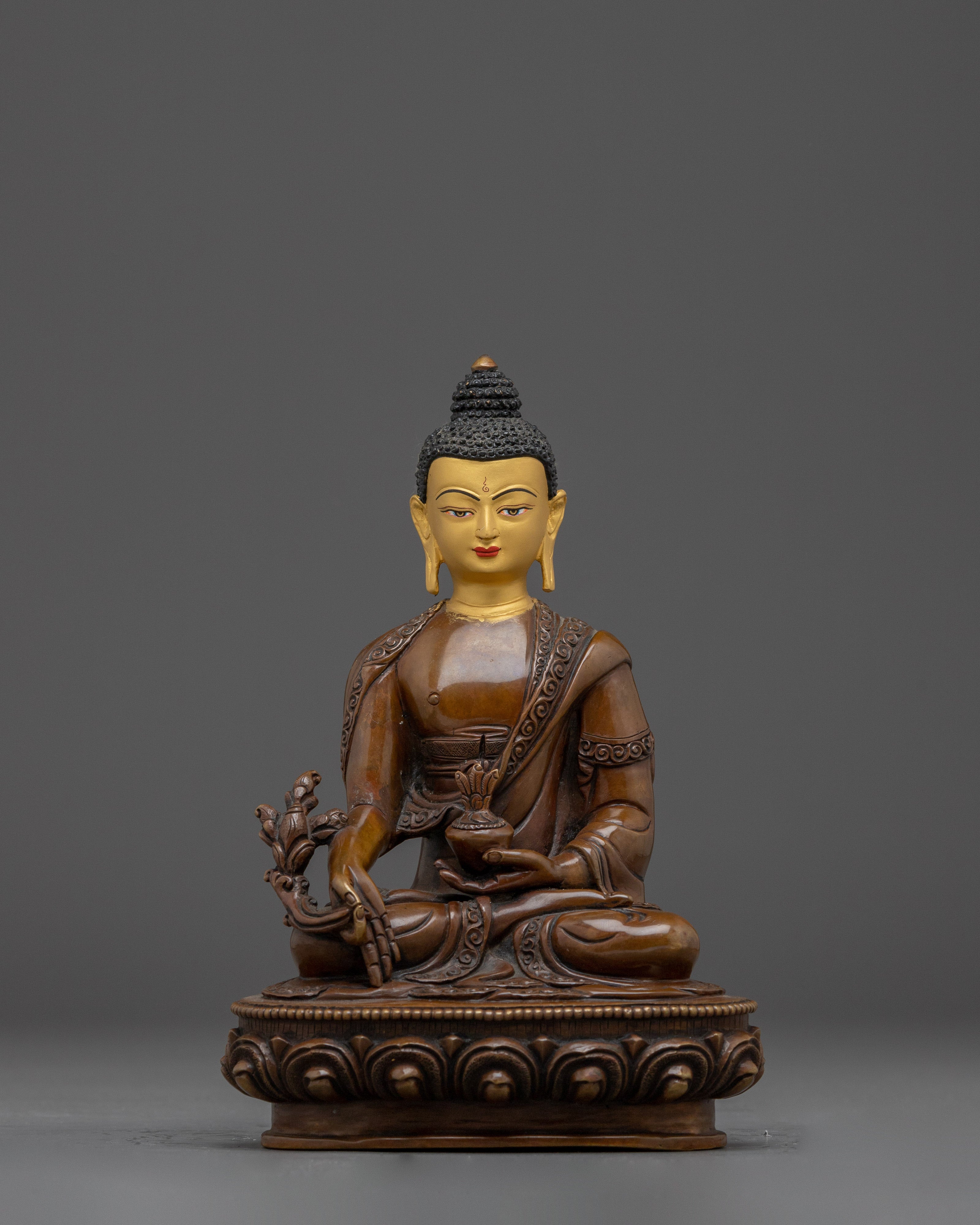 Medicine Buddha Oxidized Copper Statue