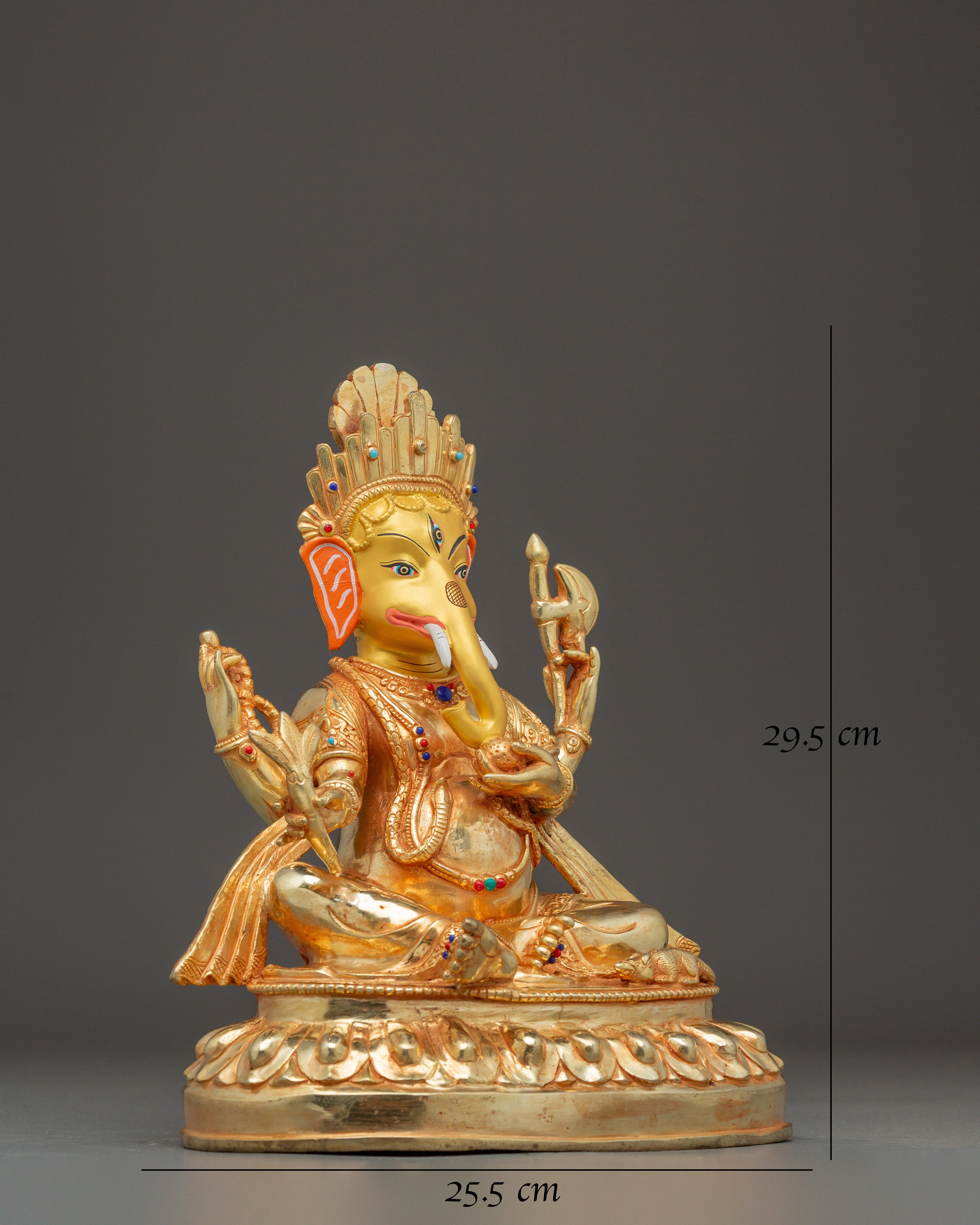 Ganesh Statue 24K Gold Gilded 