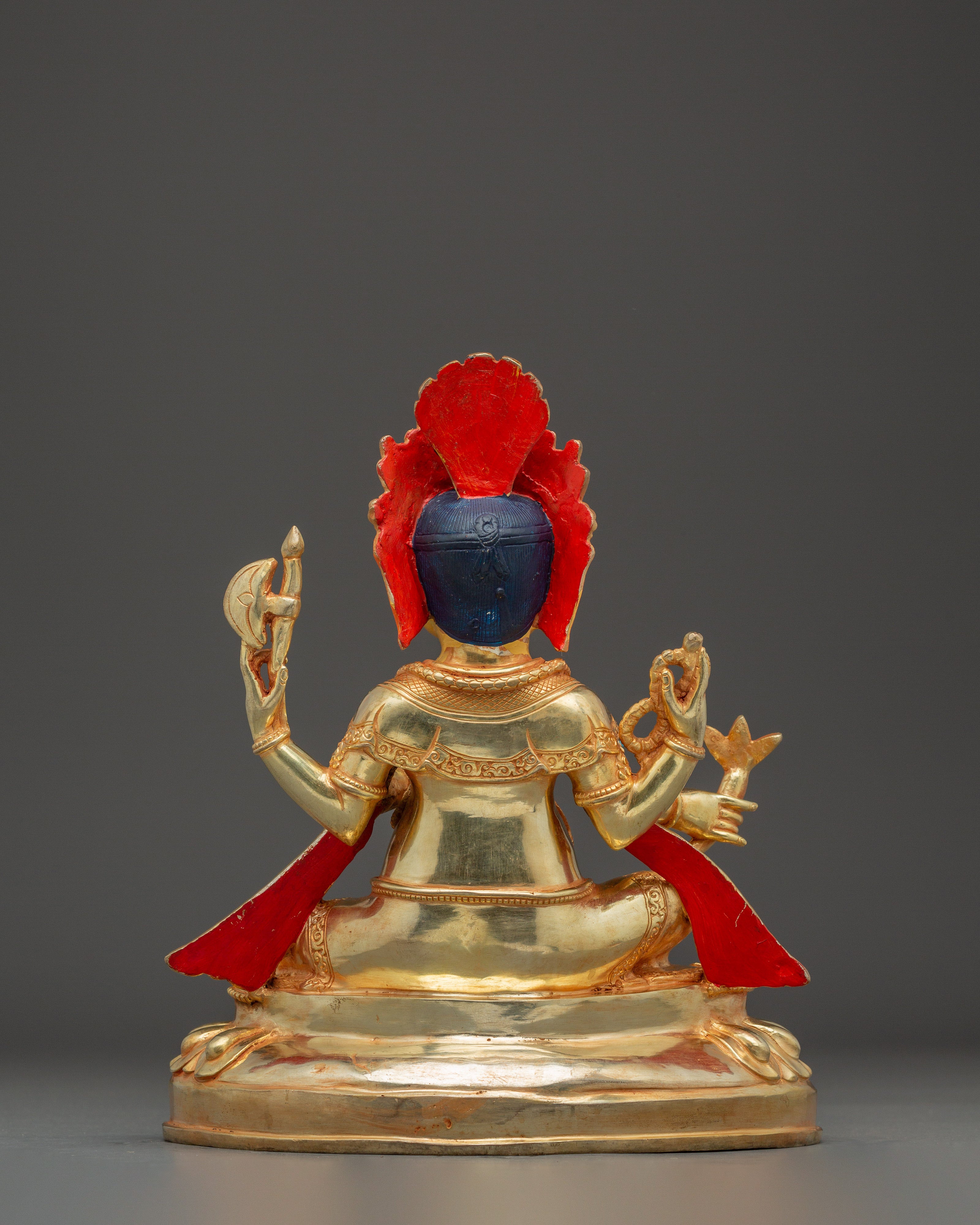 Ganesh Statue 24K Gold Gilded | Copper Sculpture with Gemstones