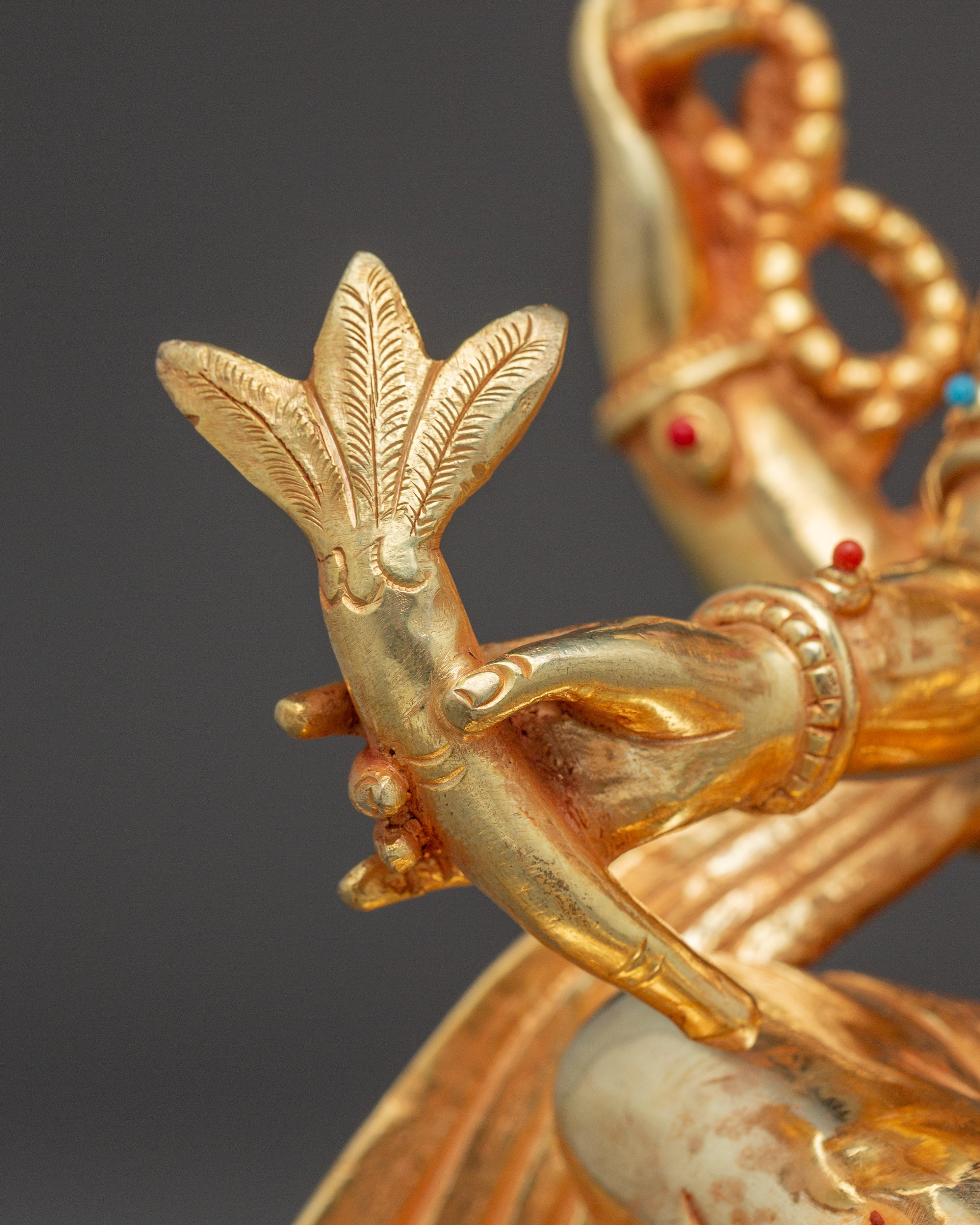 Ganesh Statue 24K Gold Gilded | Copper Sculpture with Gemstones