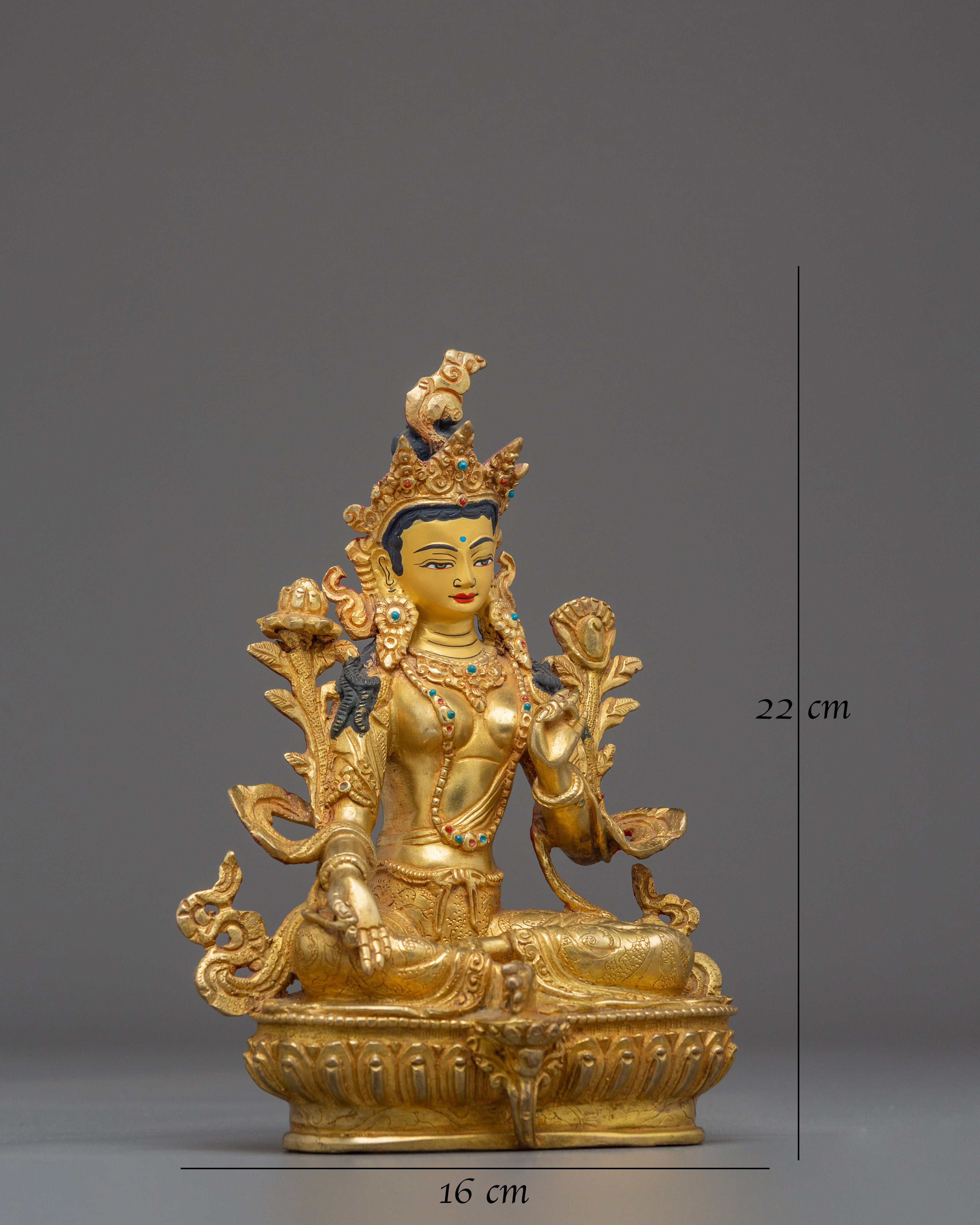 Divine Liberator Green Tara | Gold Gilded Statue
