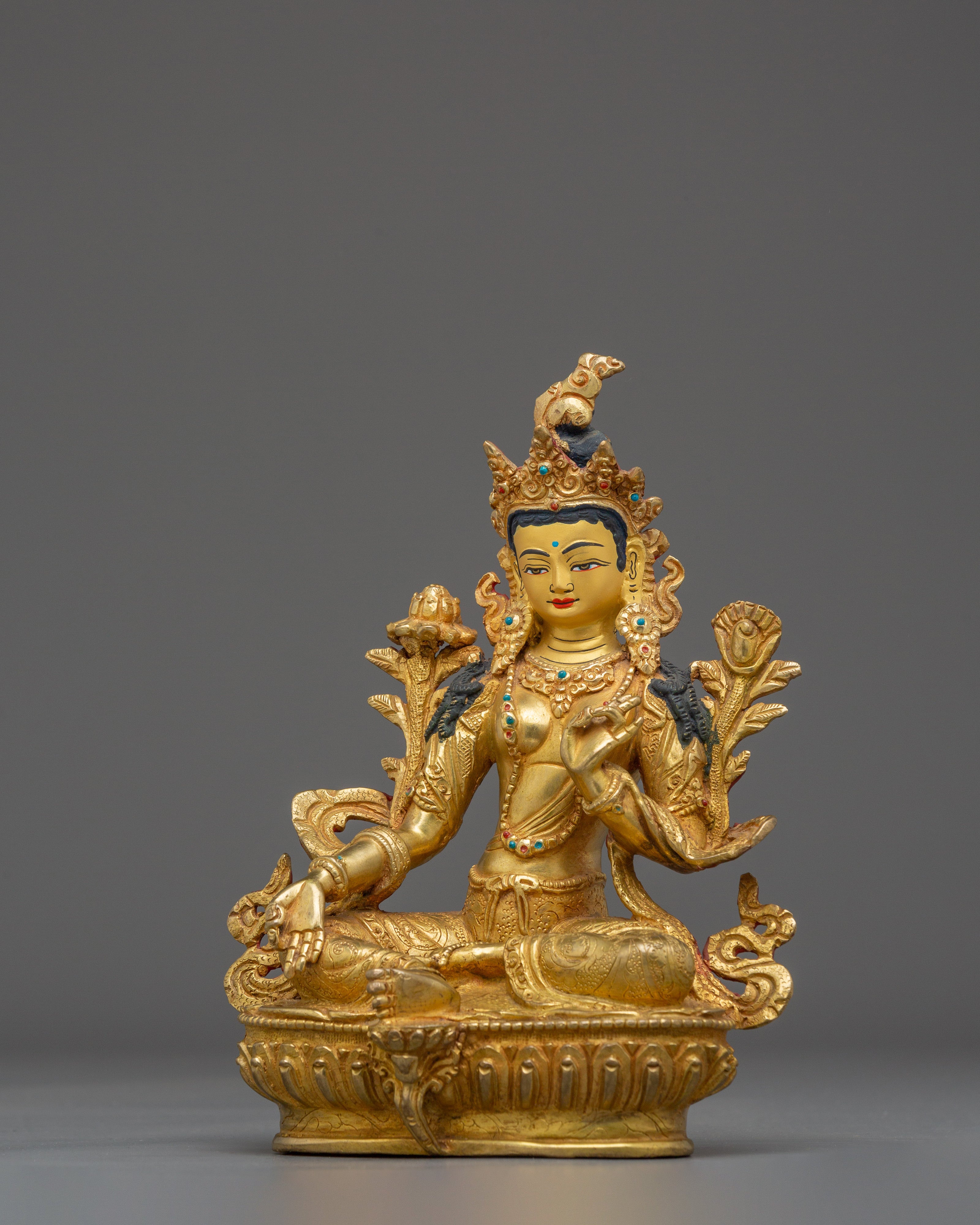 Divine Liberator Green Tara | Gold Gilded Statue