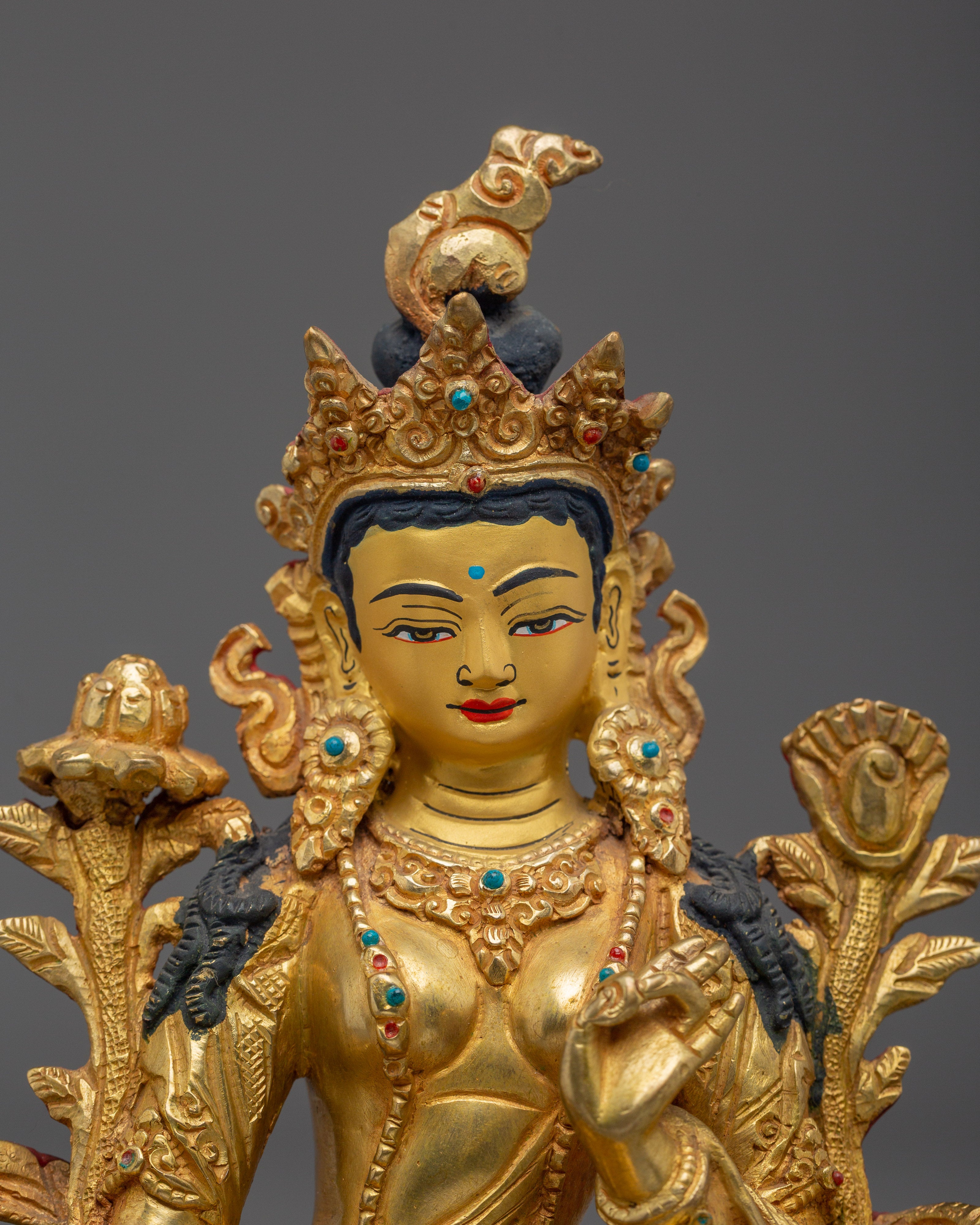 Divine Liberator Green Tara | Gold Gilded Statue