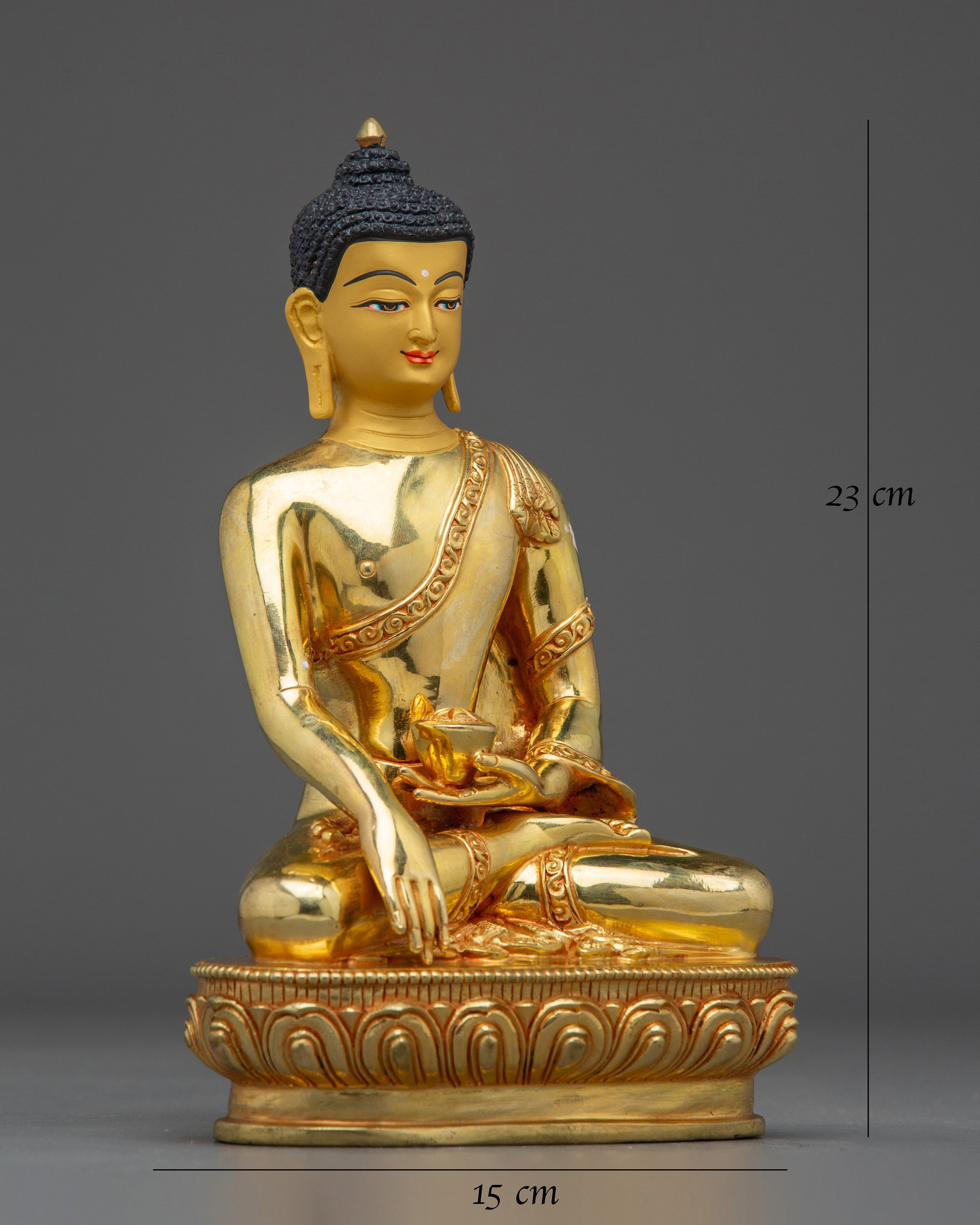 Shakyamuni Buddha Art: Handmade Golden Copper Statue