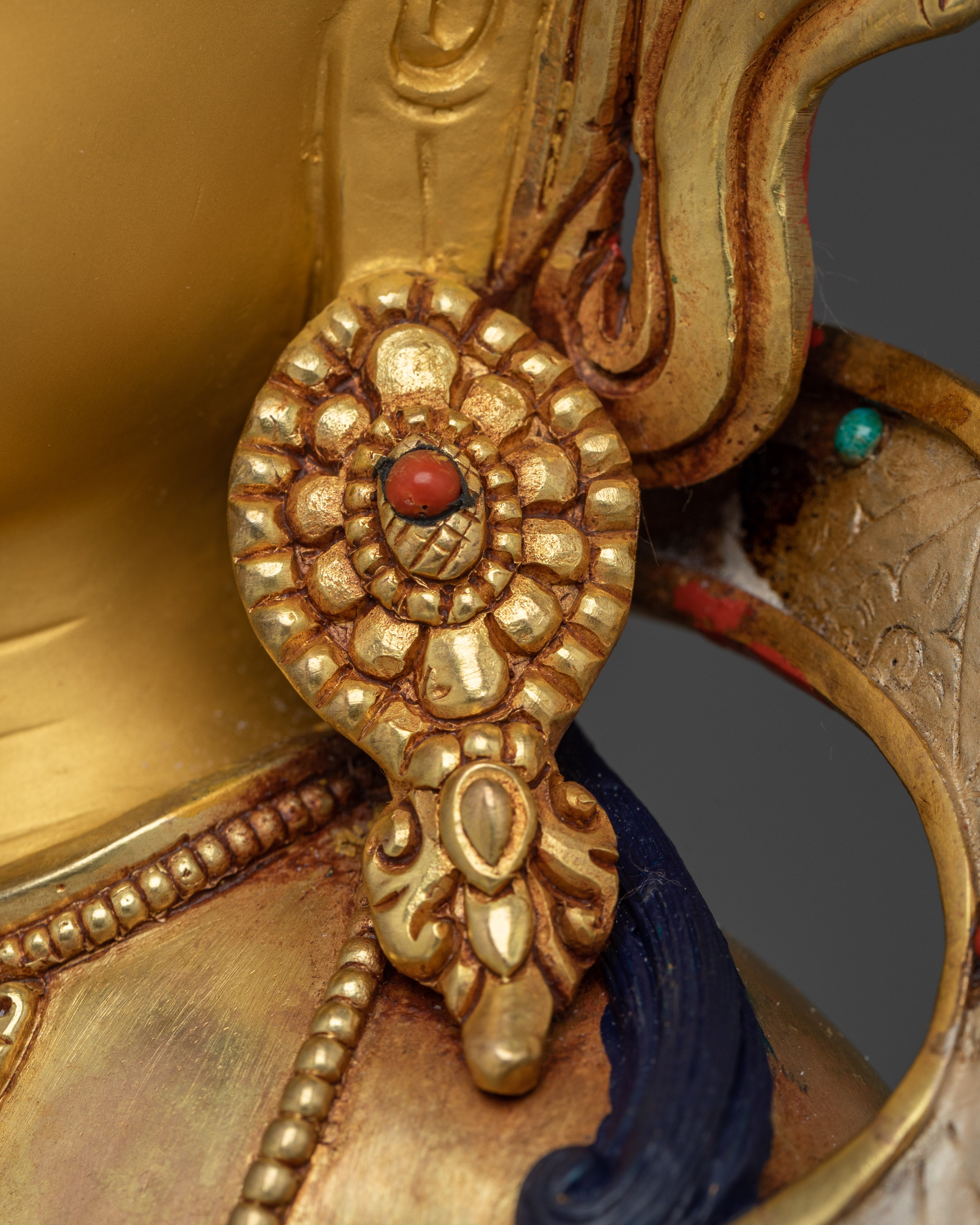 24K Gold Gilded Bodhisattva Set | Copper, and Gemstones