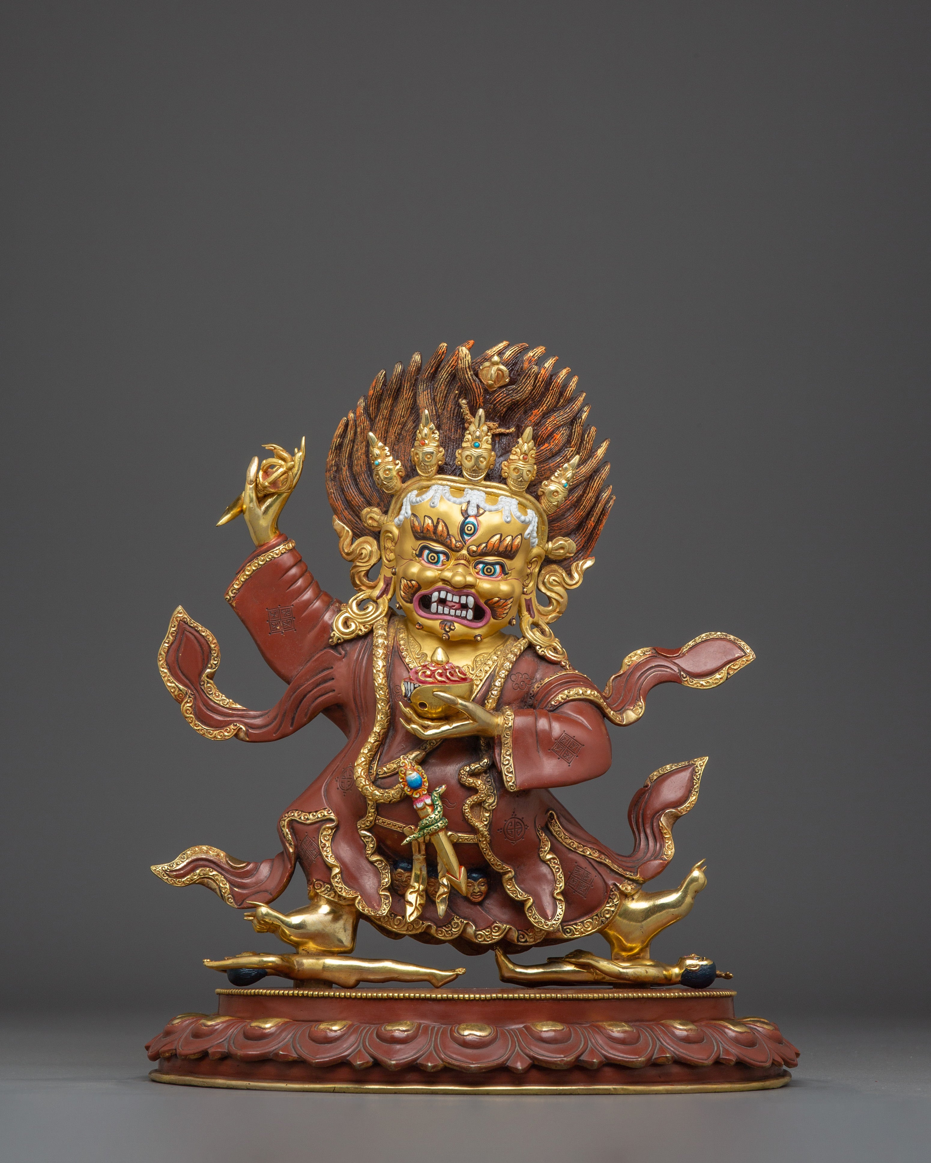 Fierce Protector Mahakala Bernagchen | Nepali Gold Gilded Statue