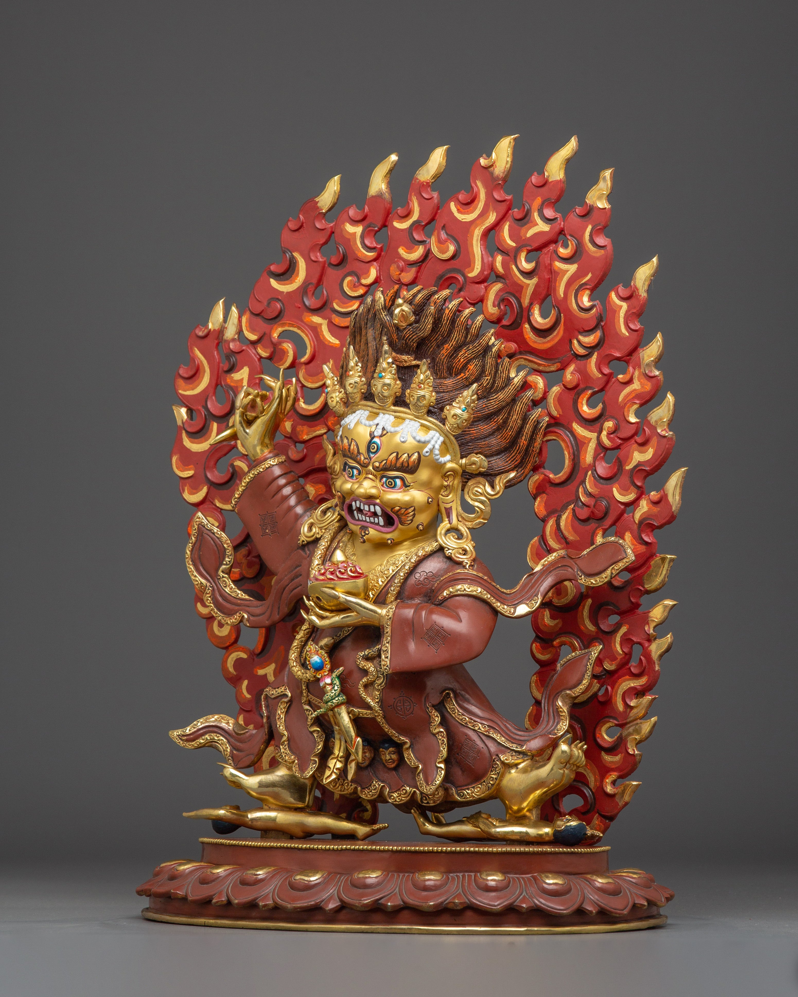 Fierce Protector Mahakala Bernagchen | Nepali Gold Gilded Statue