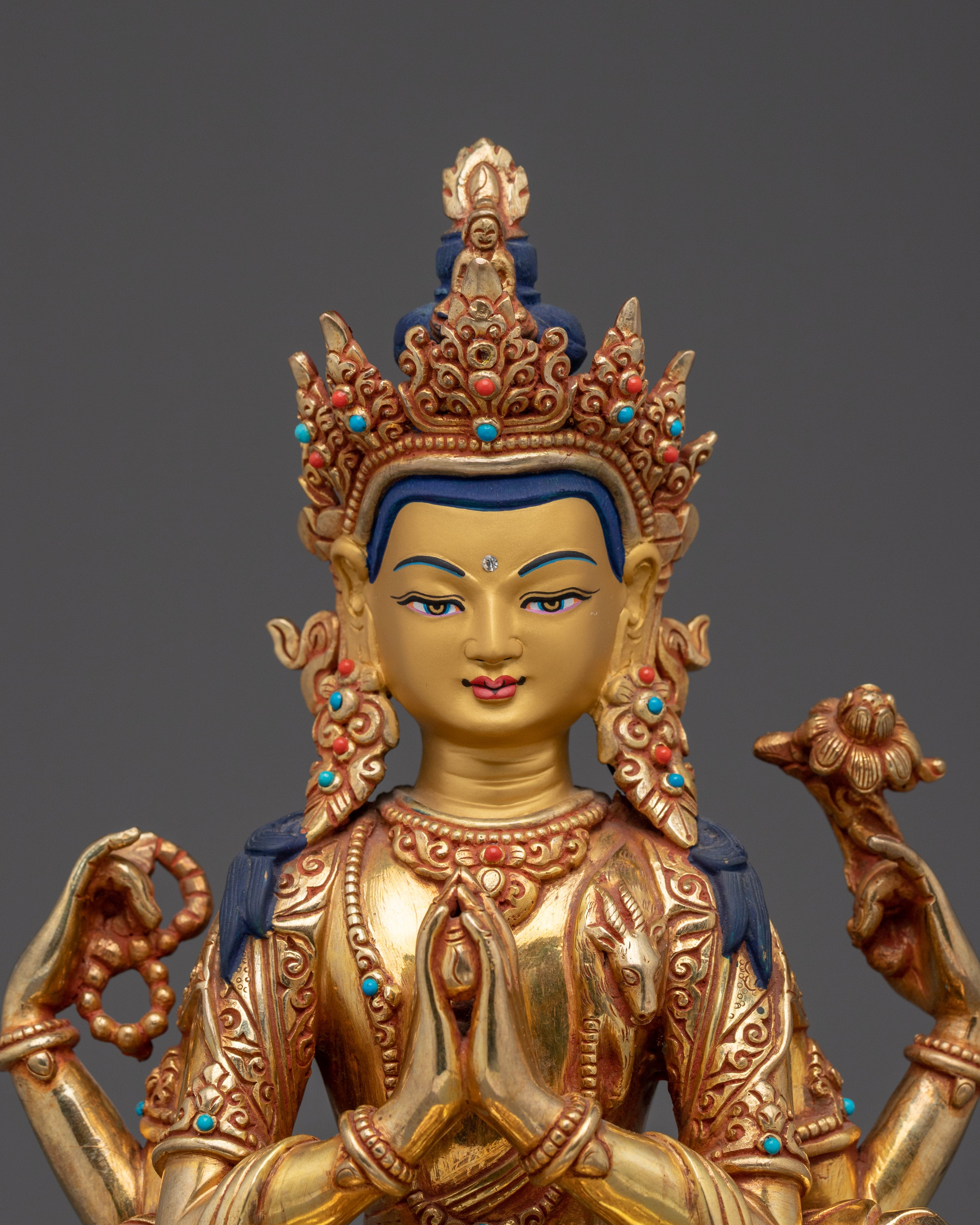 Chenrezig, Guardian of Love and Light | Tibetan Gold Gilded Statue
