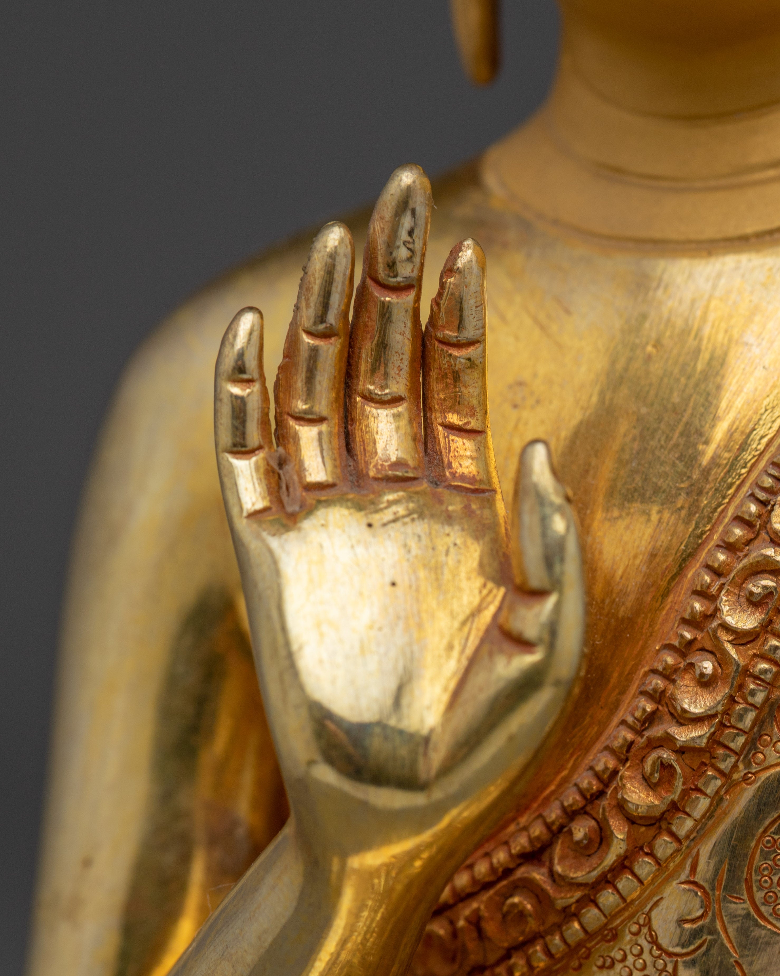 Himalayan Amoghasiddhi Statue | Nepali Handcrafted Gold Icon