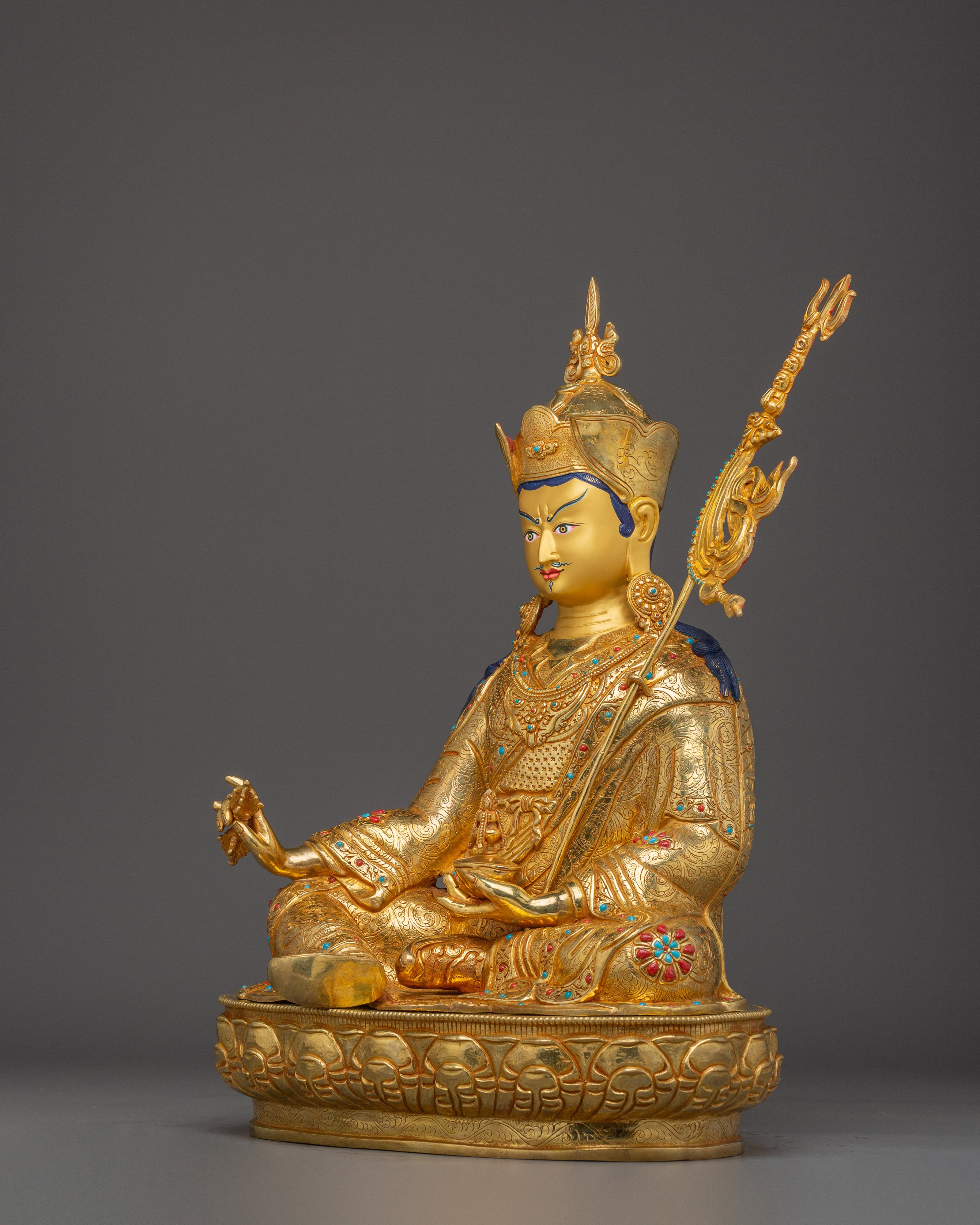 Guru Rinpoche, Master of the Vajra Path | Gold Gilded Nepali Icon