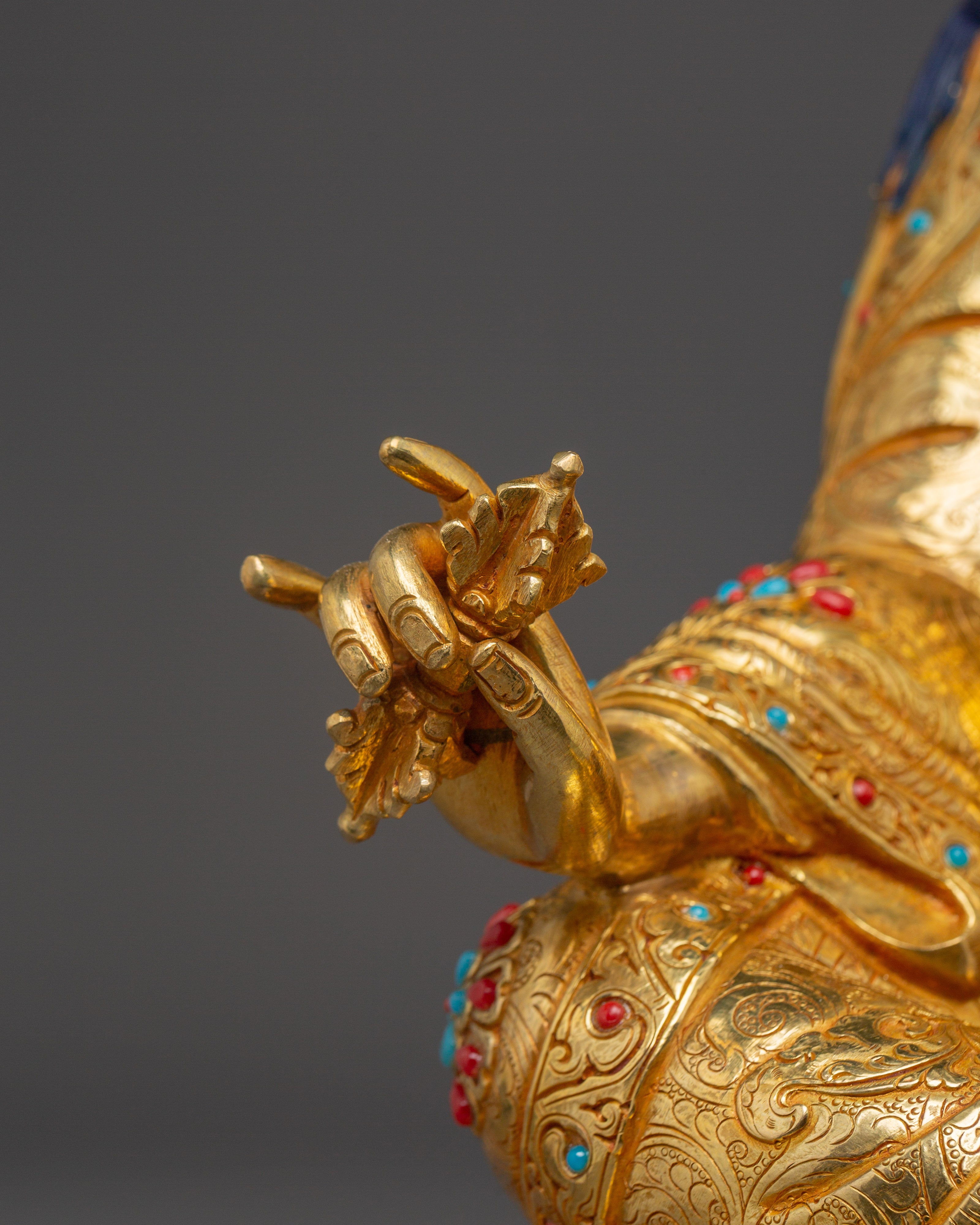 Guru Rinpoche, Master of the Vajra Path | Gold Gilded Nepali Icon