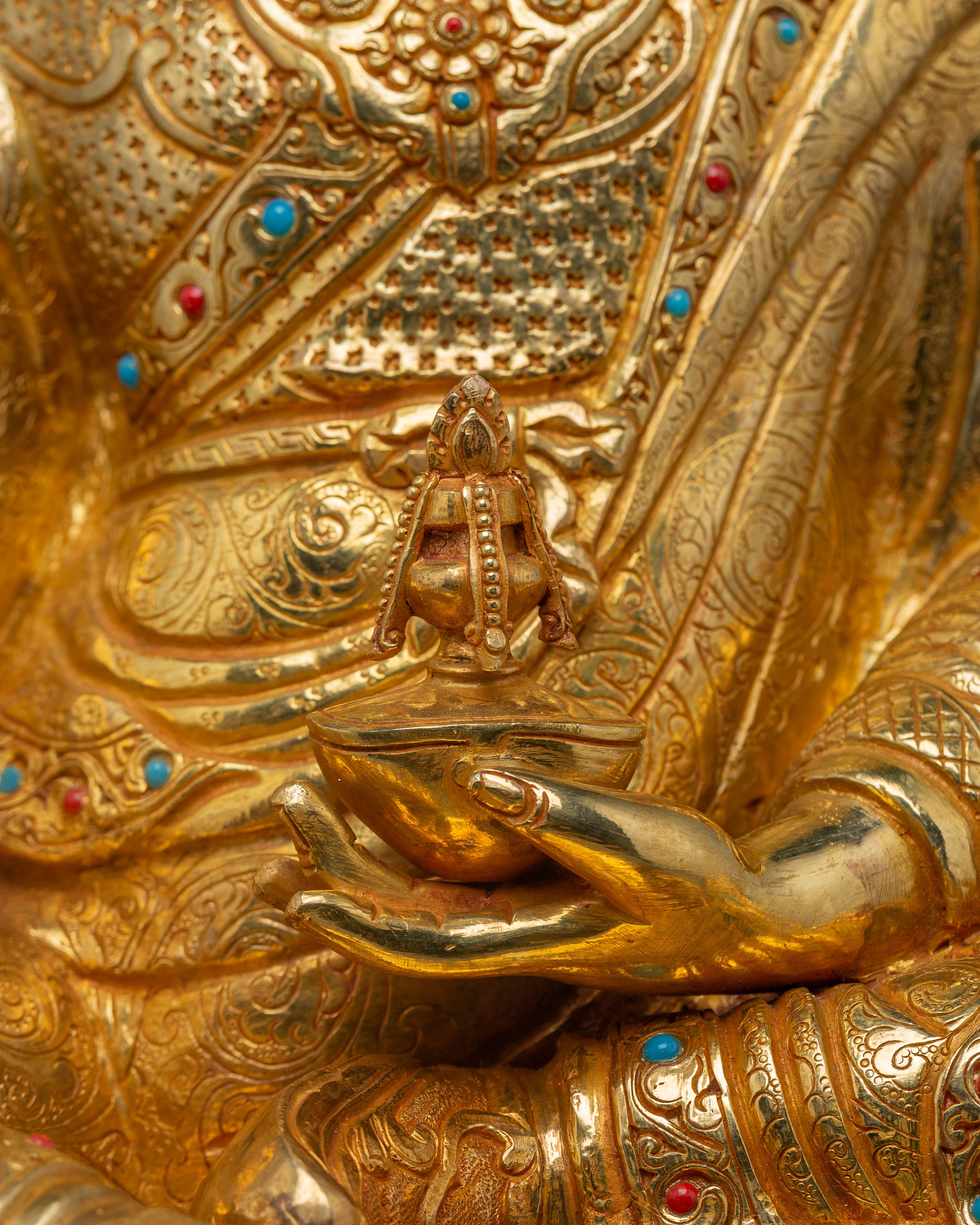 Guru Rinpoche, Master of the Vajra Path | Gold Gilded Nepali Icon