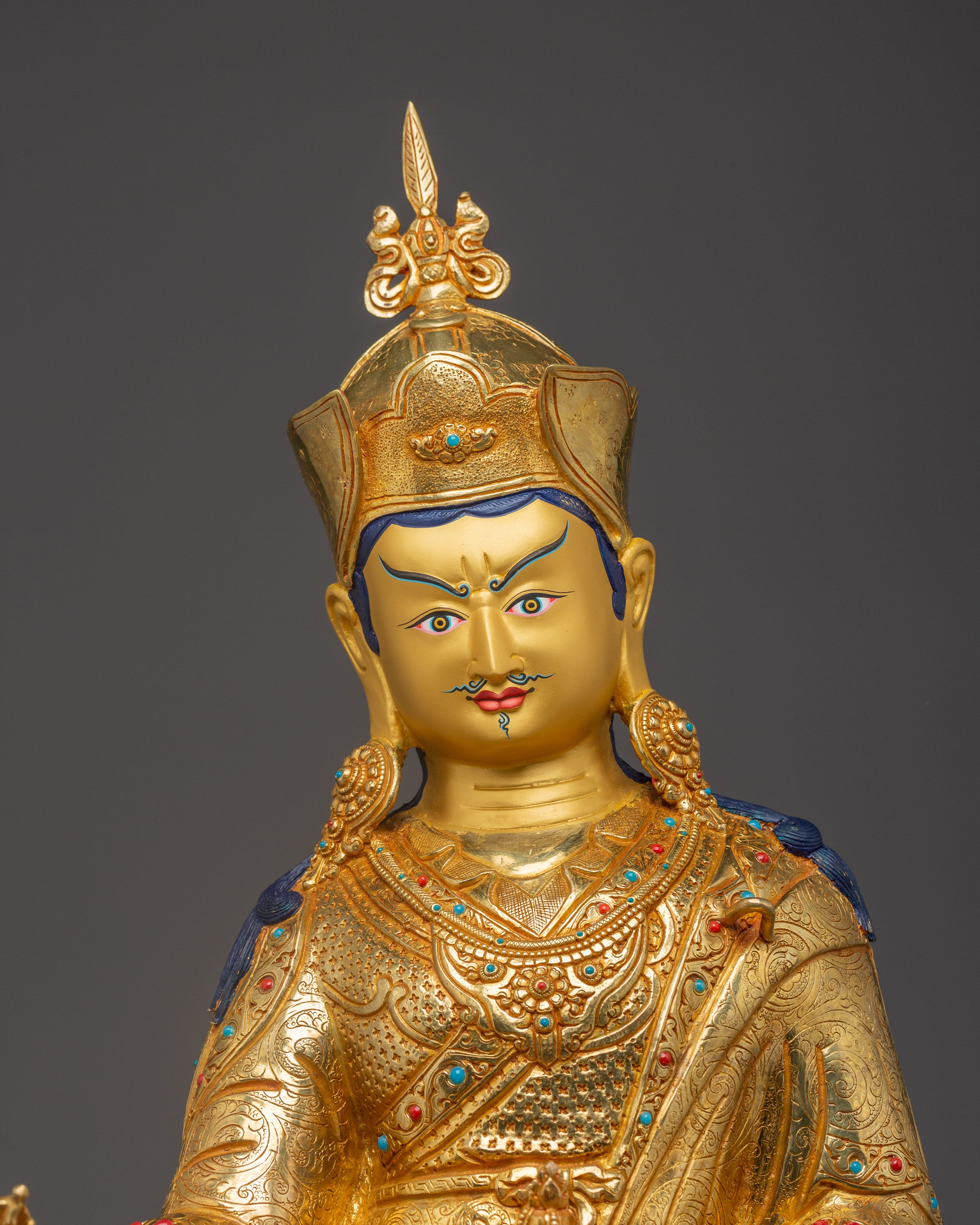 Guru Rinpoche, Master of the Vajra Path | Gold Gilded Nepali Icon