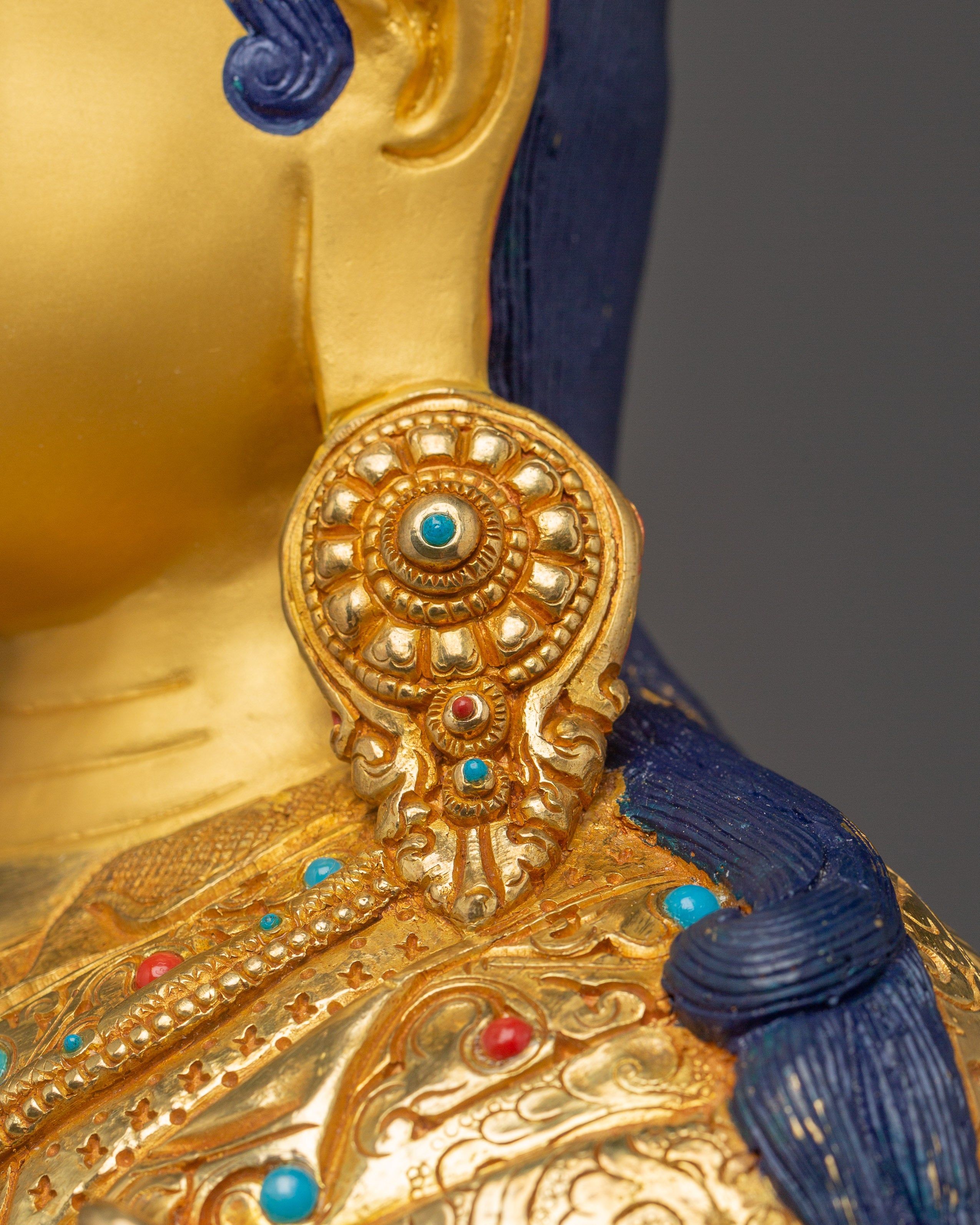 Guru Rinpoche, Master of the Vajra Path | Gold Gilded Nepali Icon