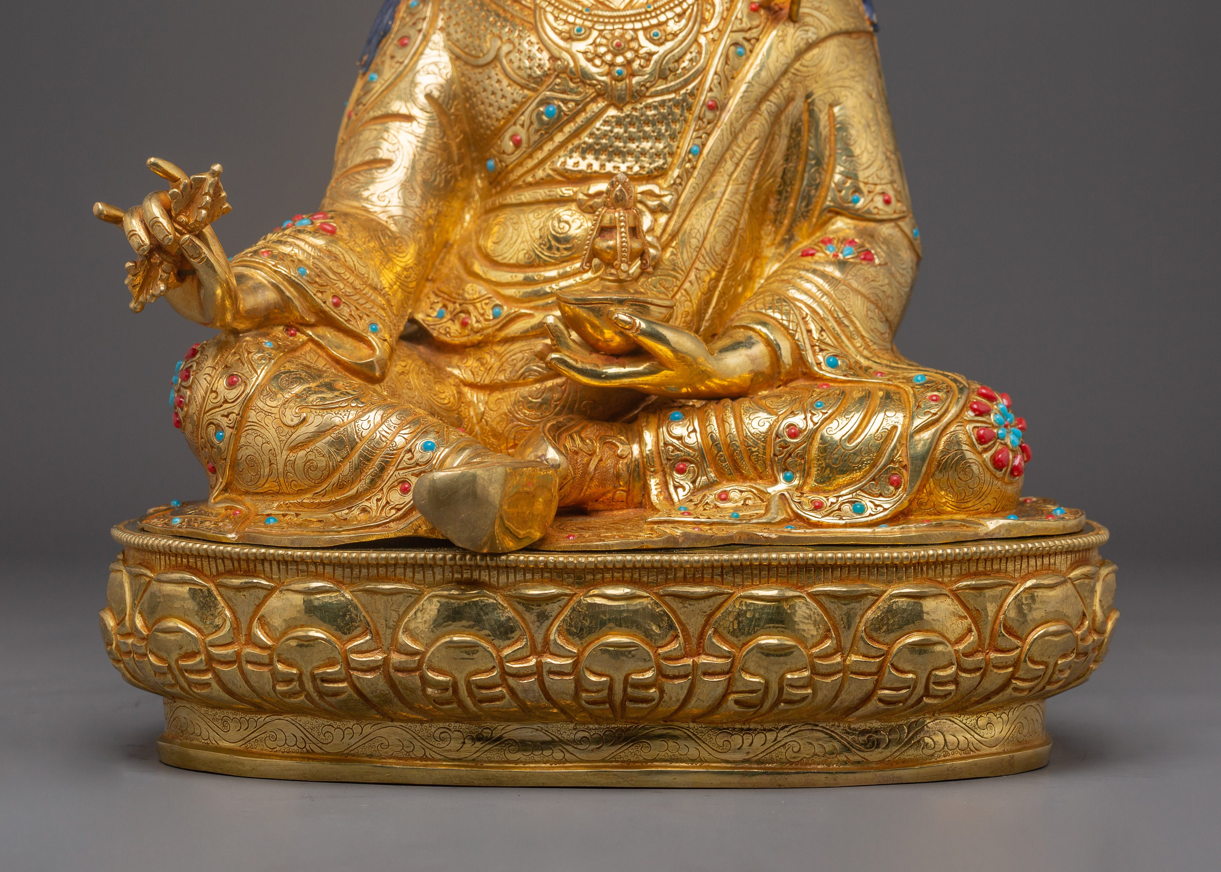 Guru Rinpoche, Master of the Vajra Path | Gold Gilded Nepali Icon