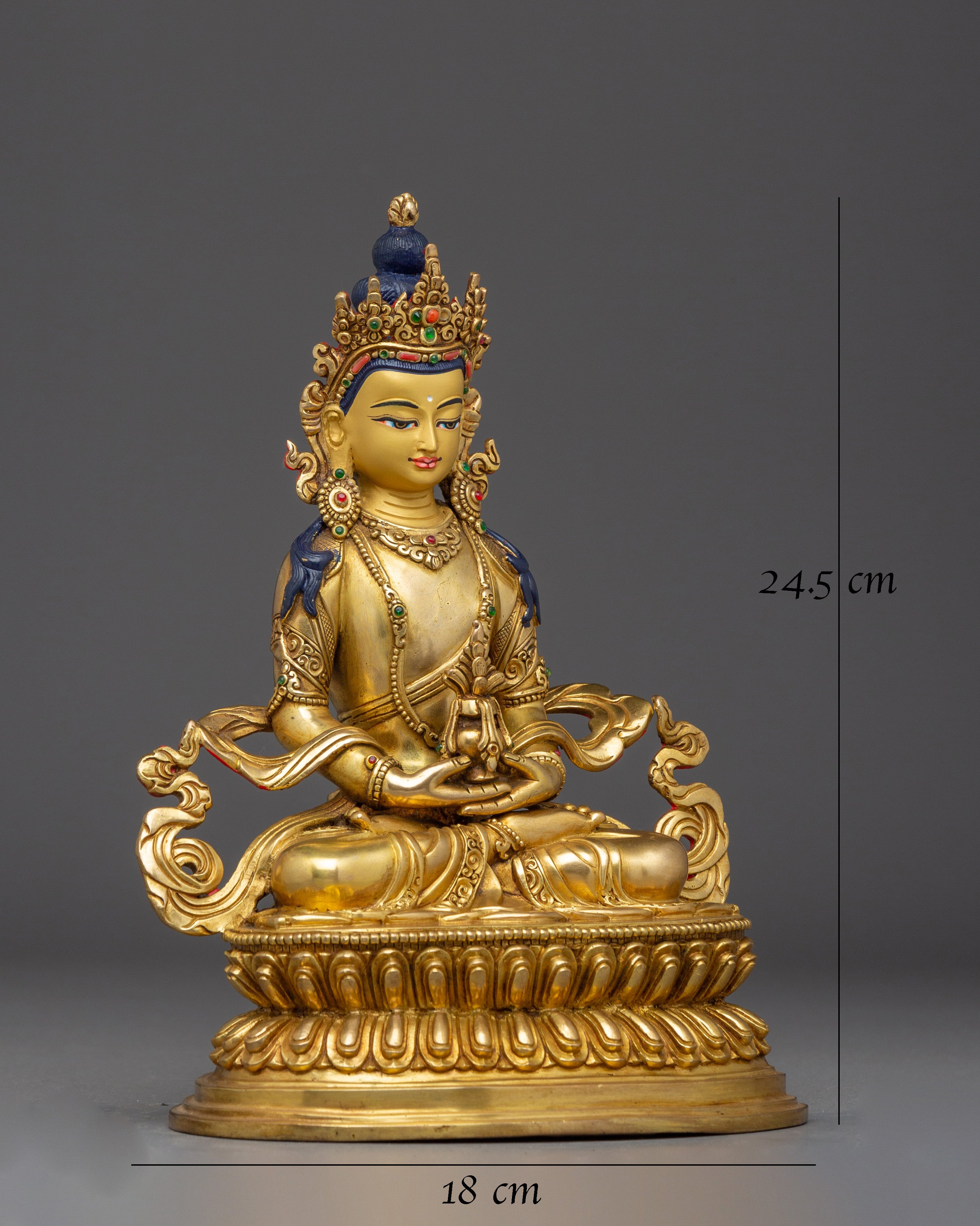 Amitayus Copper Statue and Gemstones