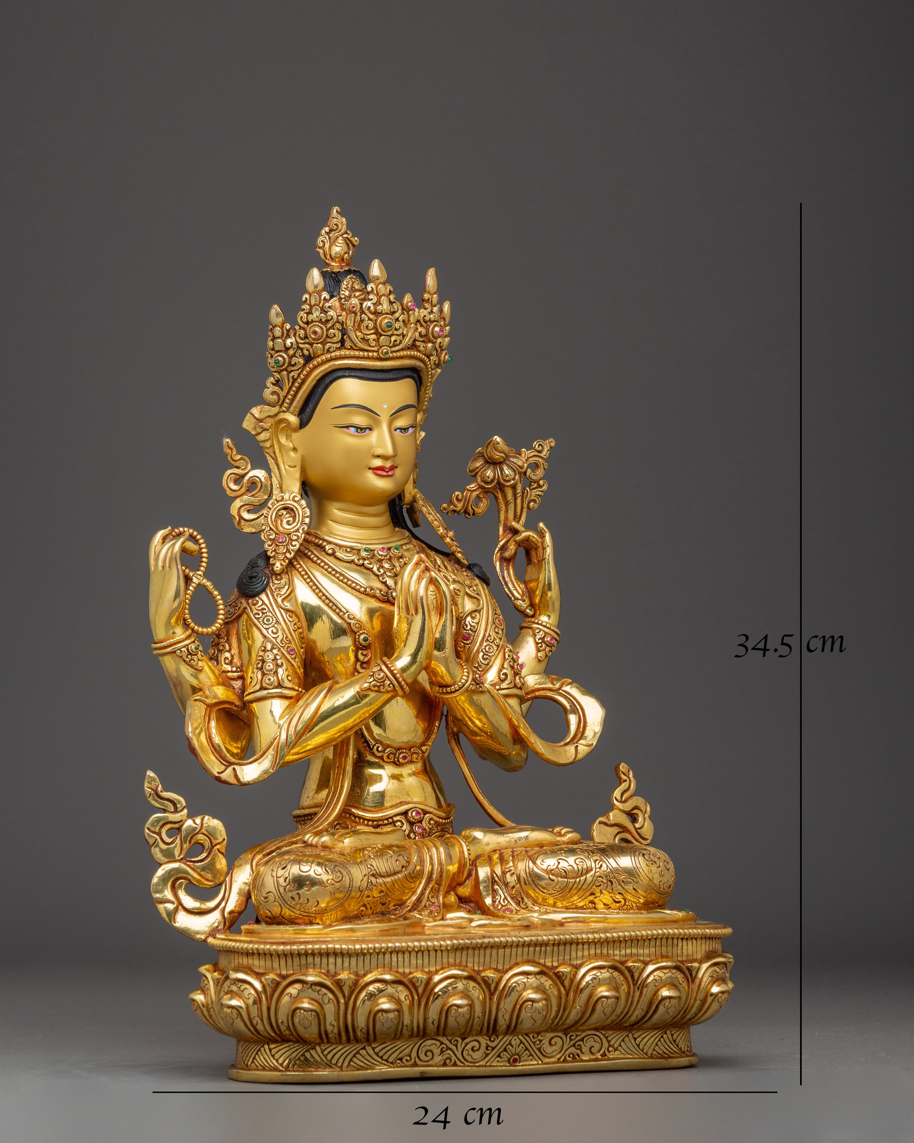 Chenrezig Statue: Himalayan Handmade Artwork 