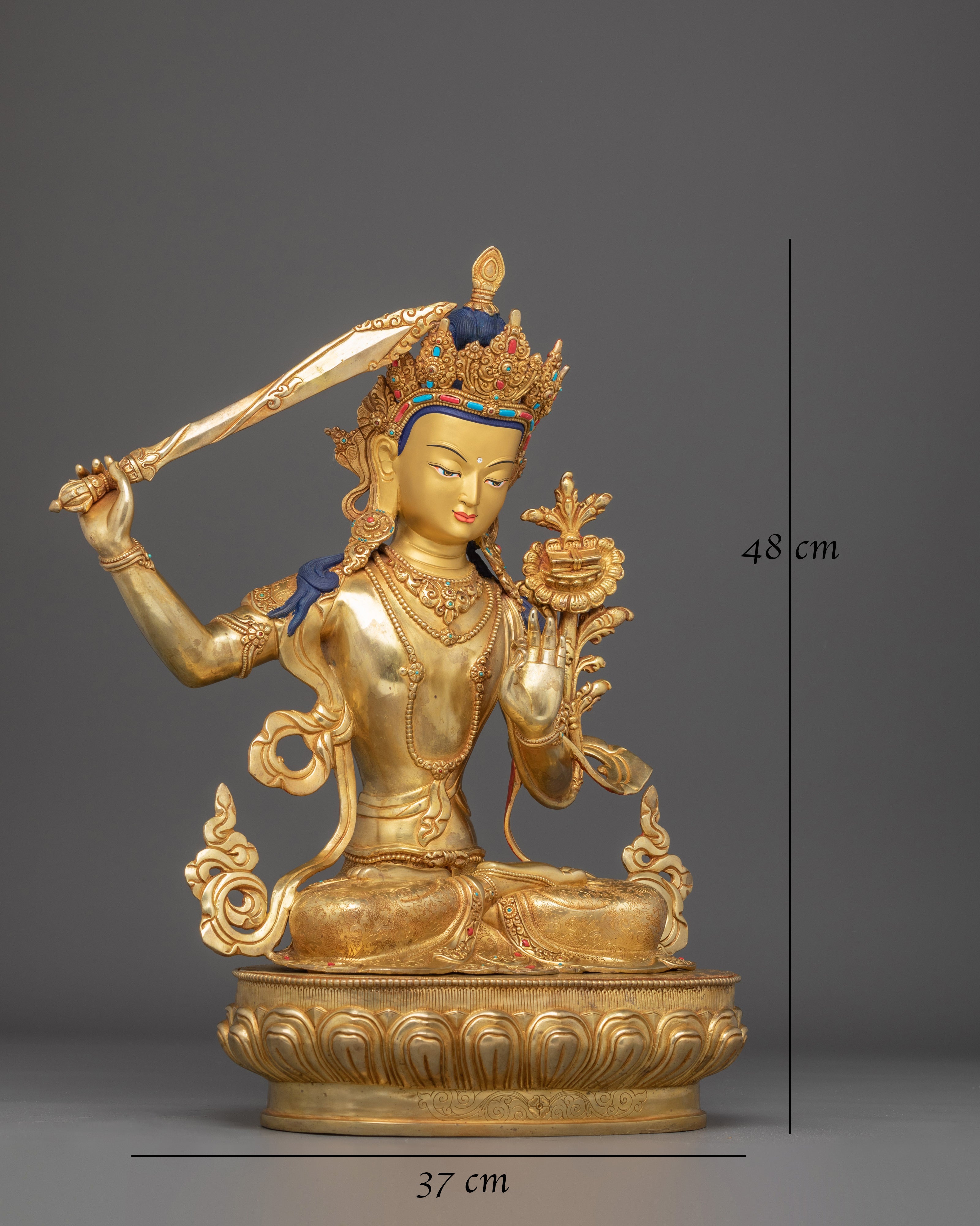 Golden Manjushri Art: The Wisdom Bodhisattva