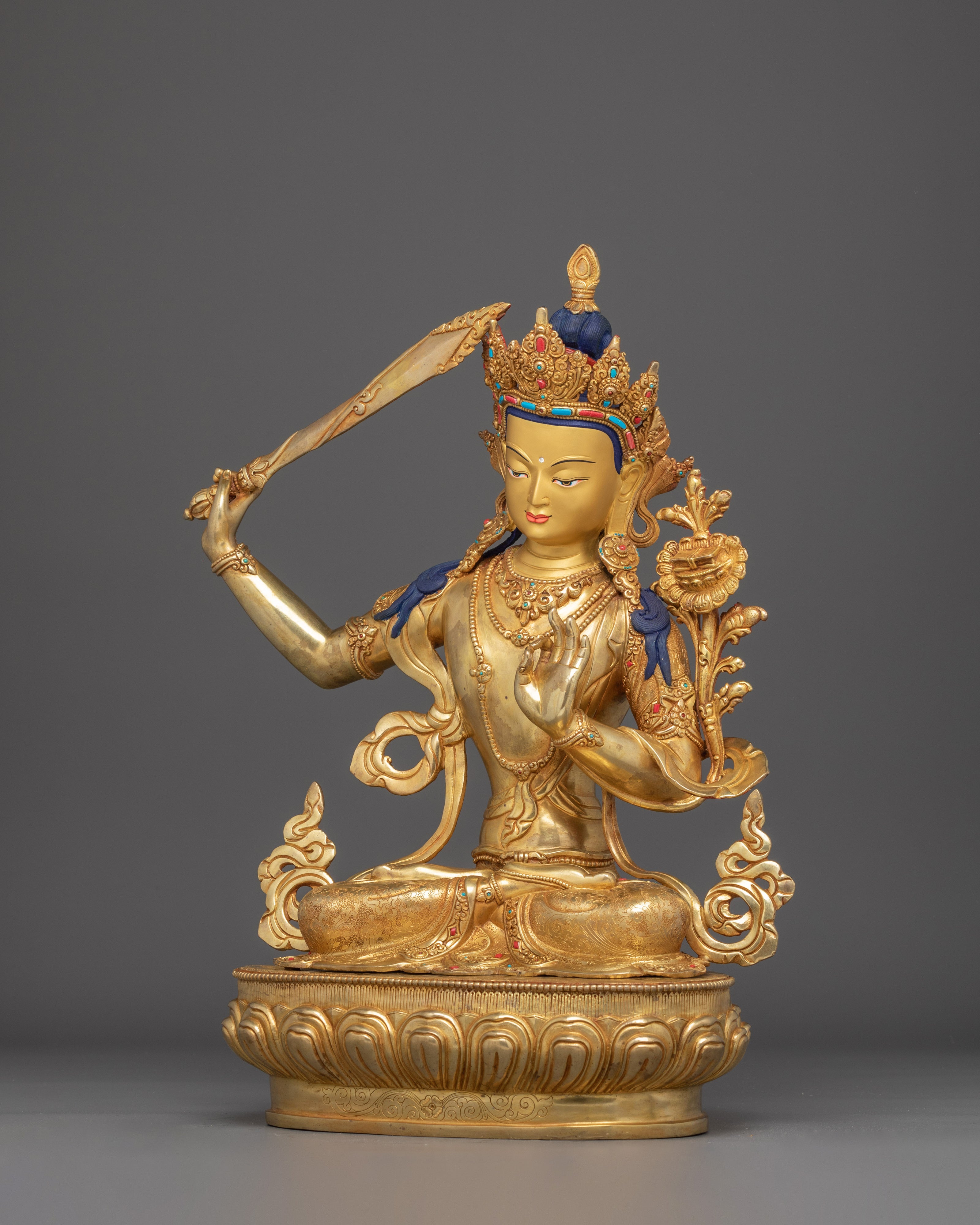 Golden Manjushri Art: The Wisdom Bodhisattva