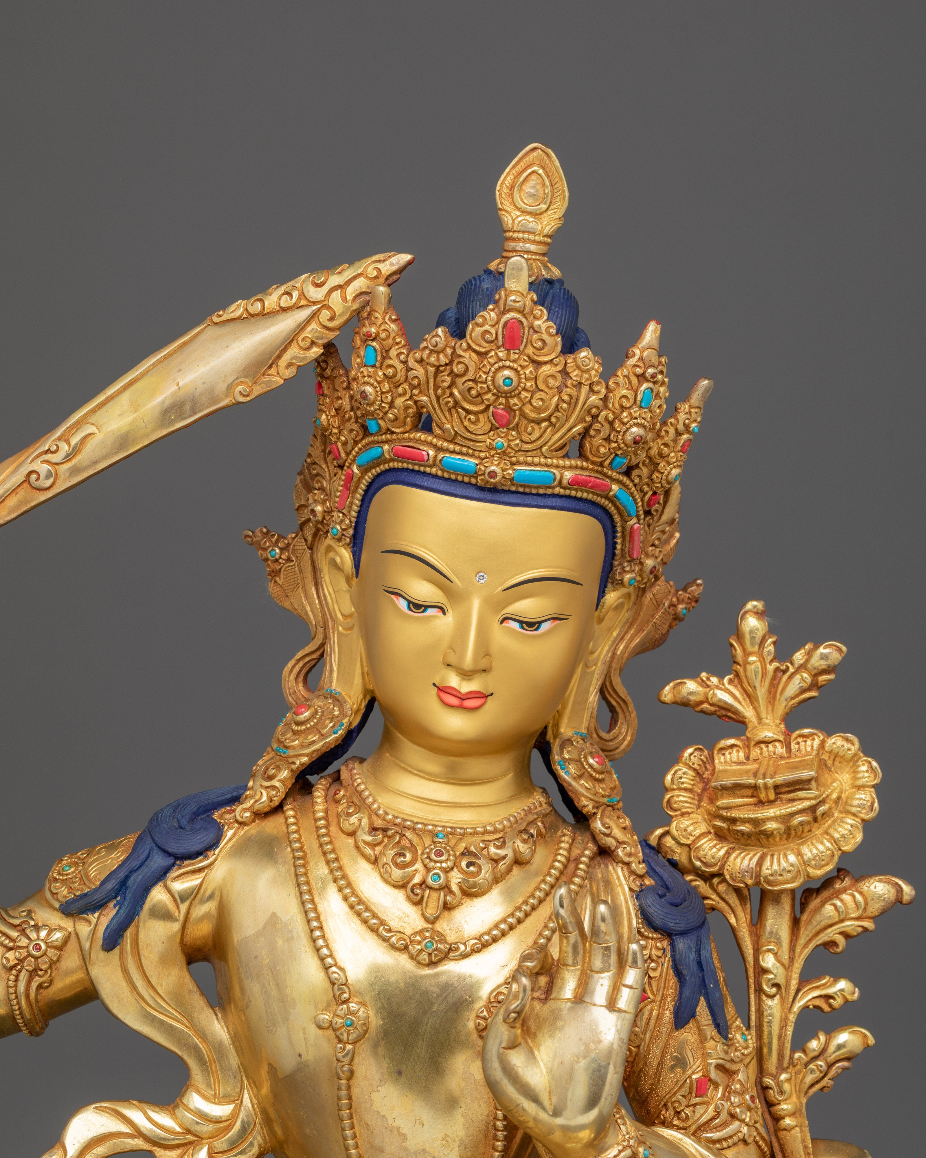 Golden Manjushri Art: The Wisdom Bodhisattva