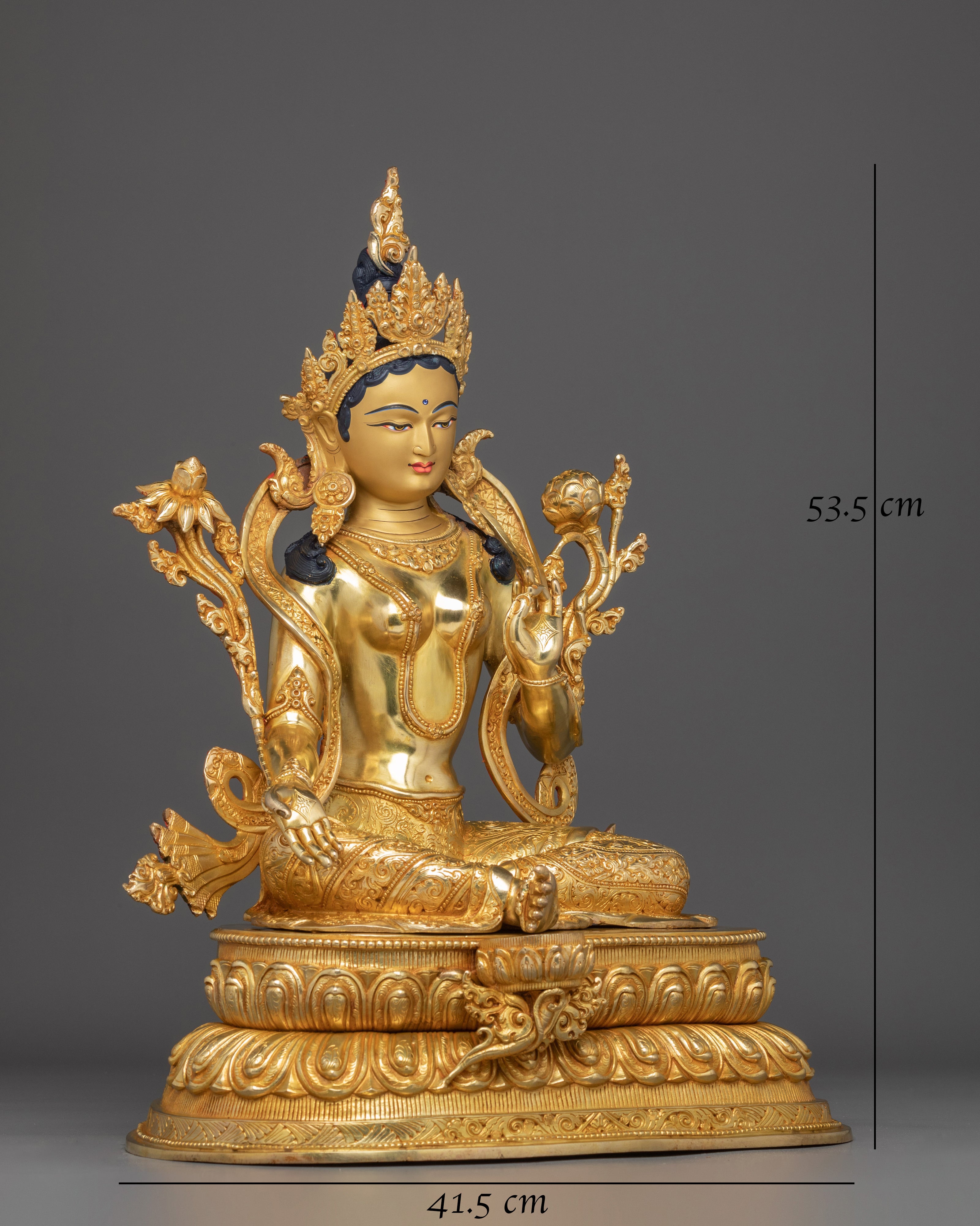 Radiant Golden Shyama Tara Figurine | Green Tara - Mother of Liberation