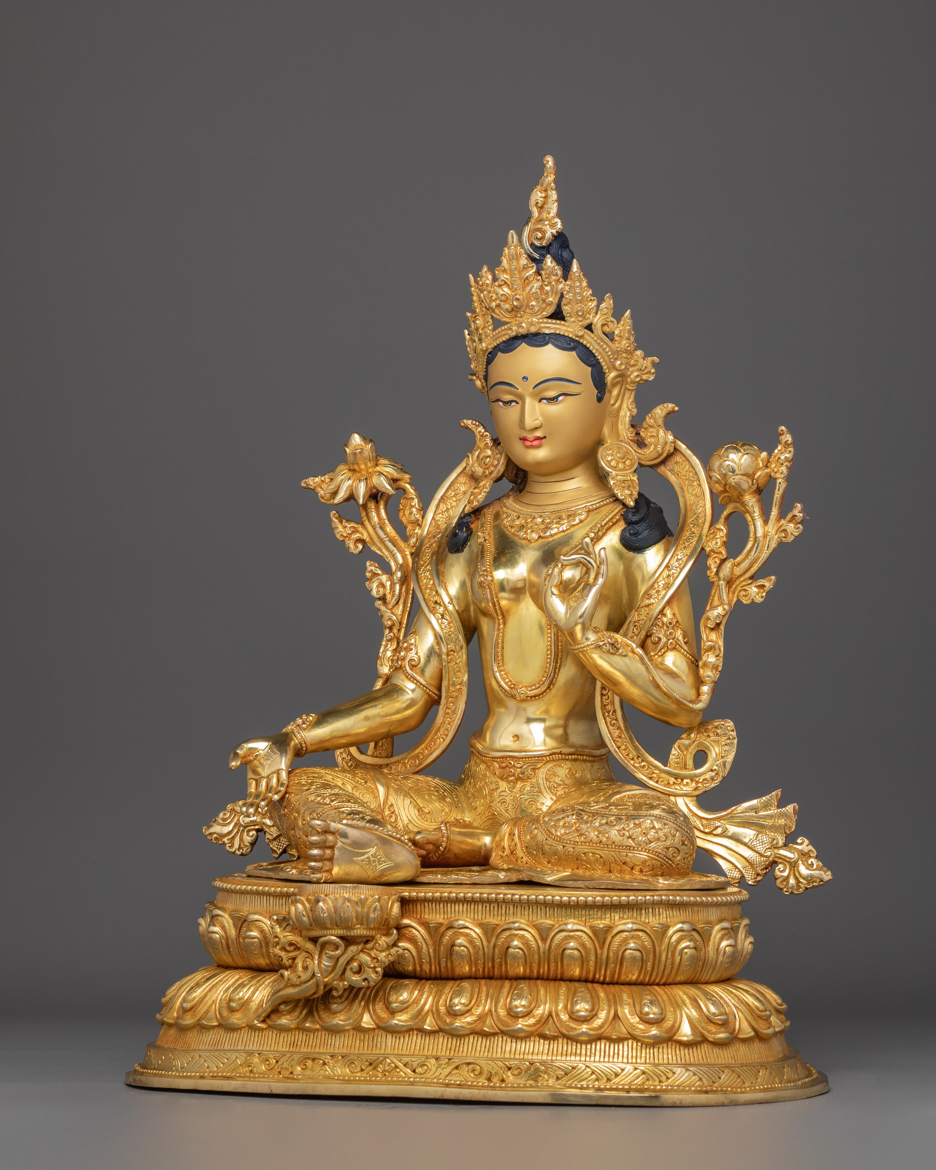 Radiant Golden Shyama Tara Figurine | Green Tara - Mother of Liberation